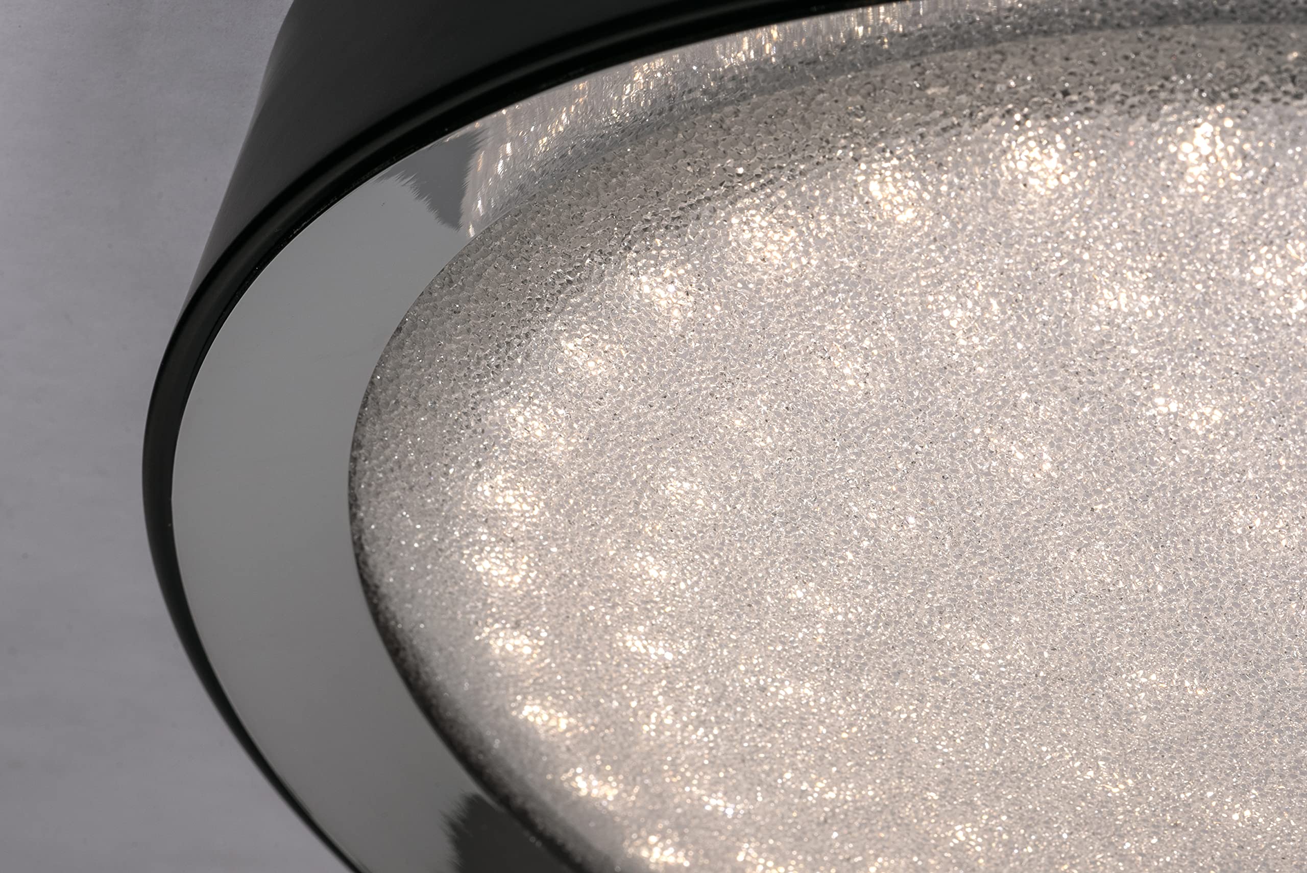 Belle 19-Inch Black LED Flush Mount Ceiling Light with Clear Glass - Modern Lighting for Bedroom, Kitchen, Hallway & Living Room