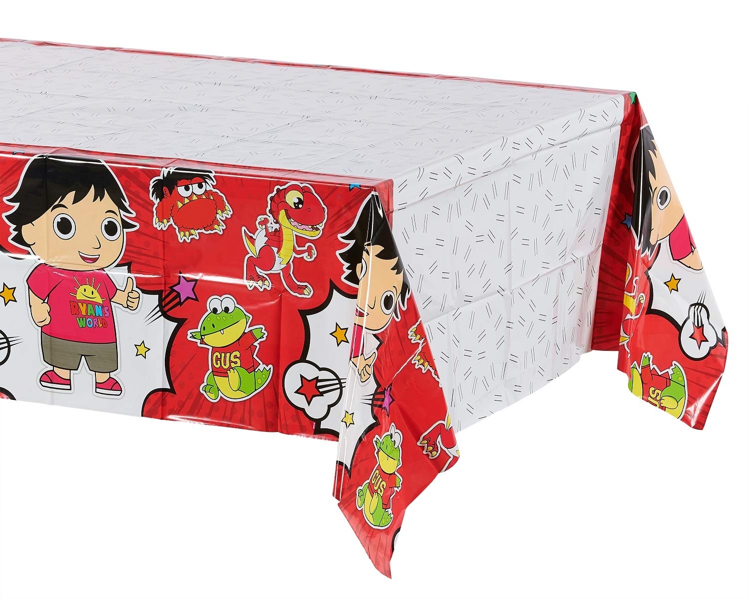 Ryan’s World Party Pack - 16-Piece Tableware Set for Kids Birthday Party (Includes 16 Dinner Plates, 16 Dessert Plates, 16 Napkins + Table Cover) - Perfect for Themed Birthday Parties, Family Gatherings & Special Events