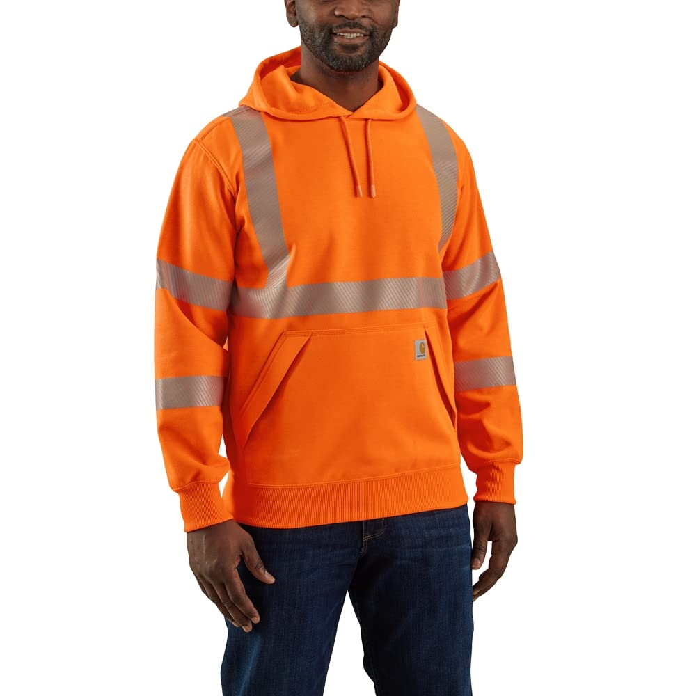 Carhartt Men's High Visibility Loose Fit Midweight Hooded Class 3 Safety Hoodie - Reflective Workwear for Construction, Road Crew & Outdoor Jobs