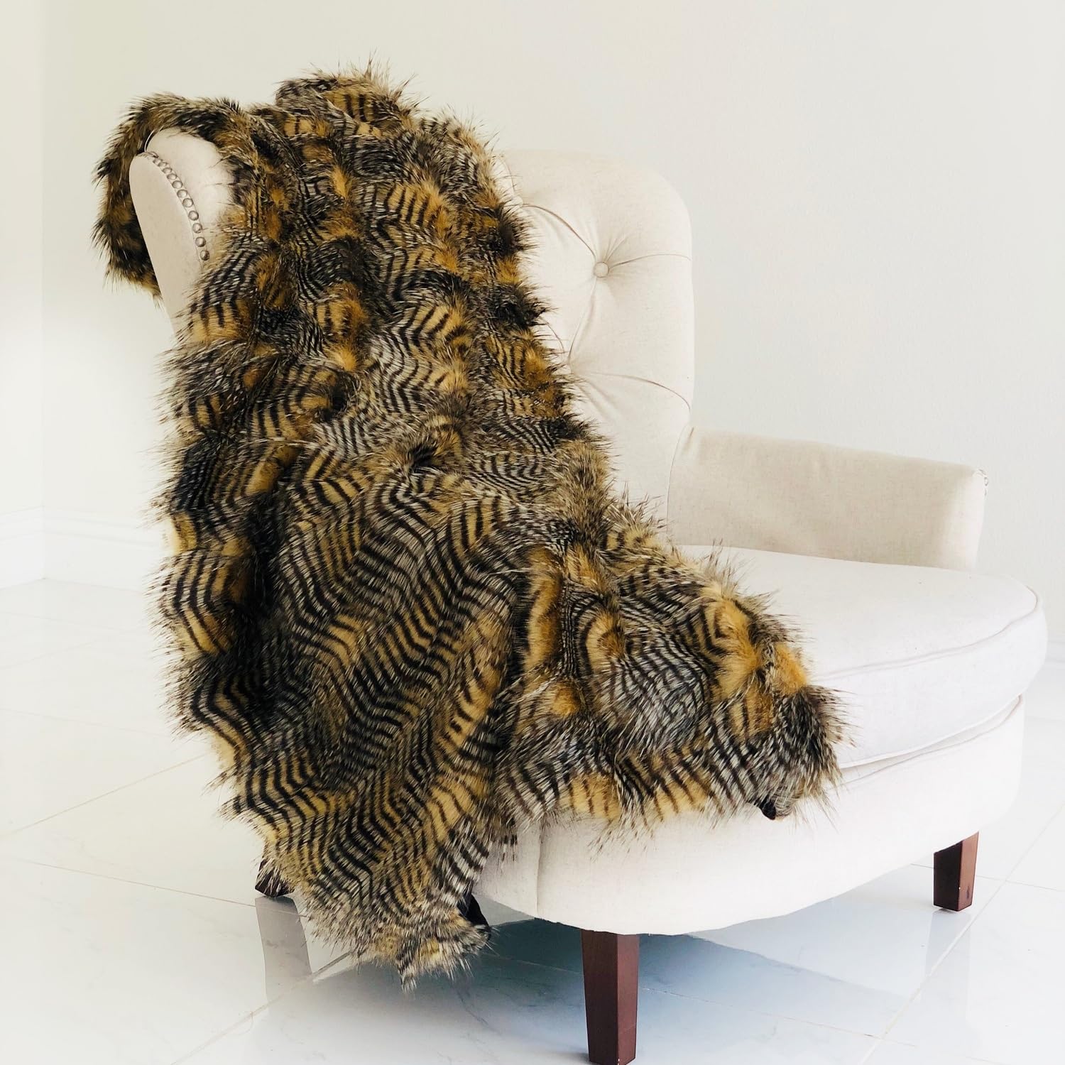 Plush Brown Porcupine Mocha Faux Fur Luxury Throw Blanket 36