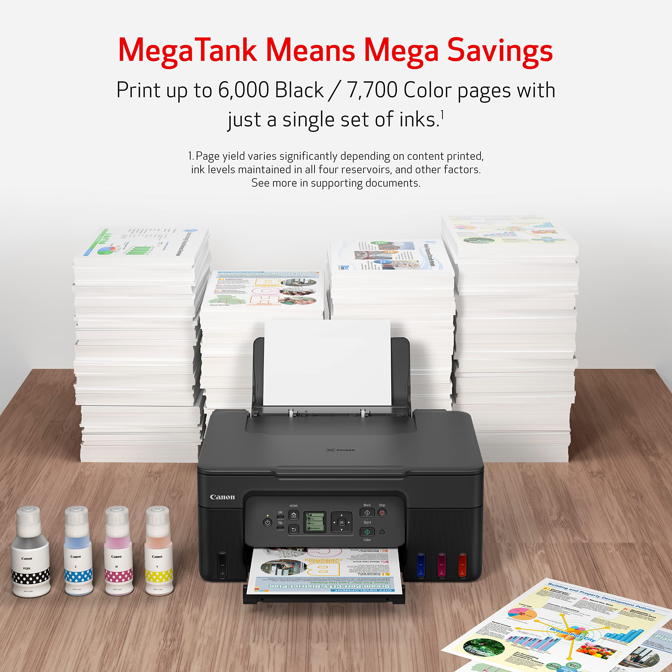Canon MegaTank All-in-One Wireless Inkjet Printer for Home Office | Print, Scan, Copy | High-Yield Ink Tank System | Perfect for Remote Work, School Projects & Home Business Documents