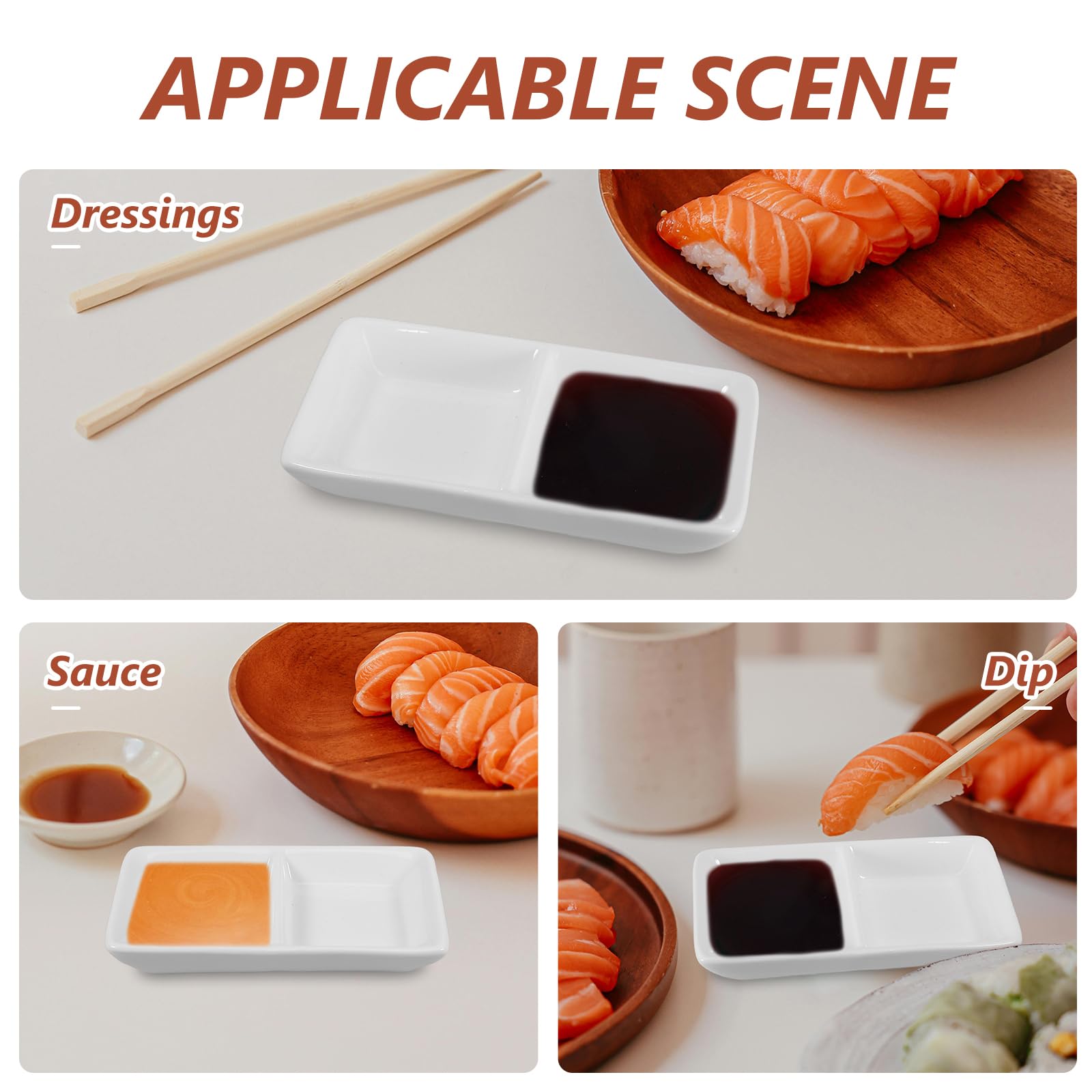 Hemoton 5-Inch White Ceramic Appetizer Serving Tray with 2 Compartments - Perfect for Chips, Dips, Sauces, Snacks, Salt, Vinegar, Sugar & Spices - Ideal for Parties, Entertaining & Kitchen Organization