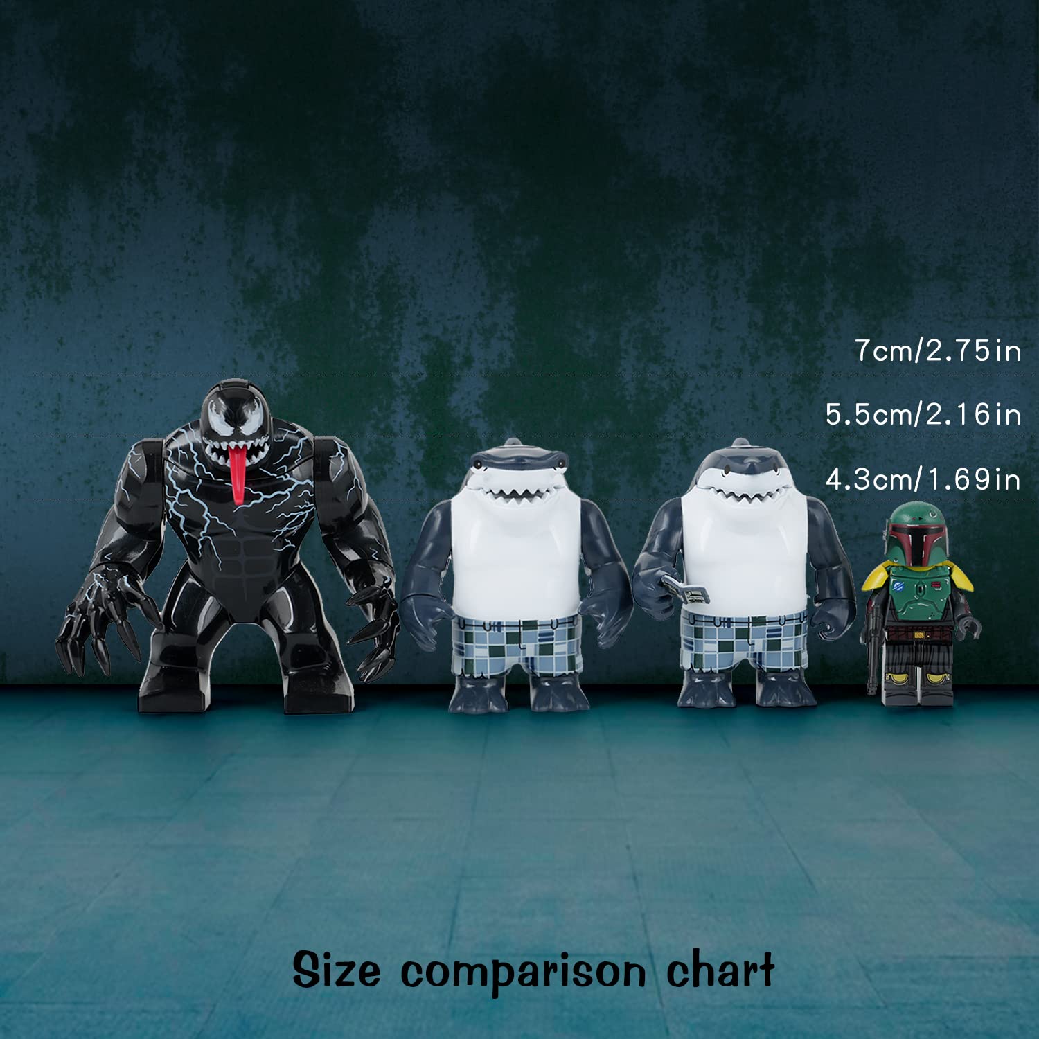 MOOXI-MOC Movie Superhero Sharkman Minifigures Set - 2PCS Mini Action Figures Shark King Building Blocks for Collectors & Movie Fans | Perfect for Display, Play & Gift Giving