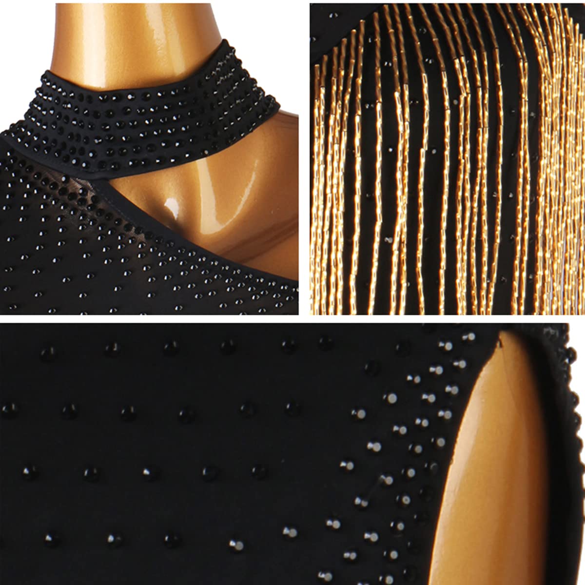 Sexy Tassel Latin Dance Dress for Women - Tube Beads Salsa Samba Cha Cha Competition Dress - Ballroom Tango Waltz Skirt - Perfect for Performances, Competitions & Dance Parties