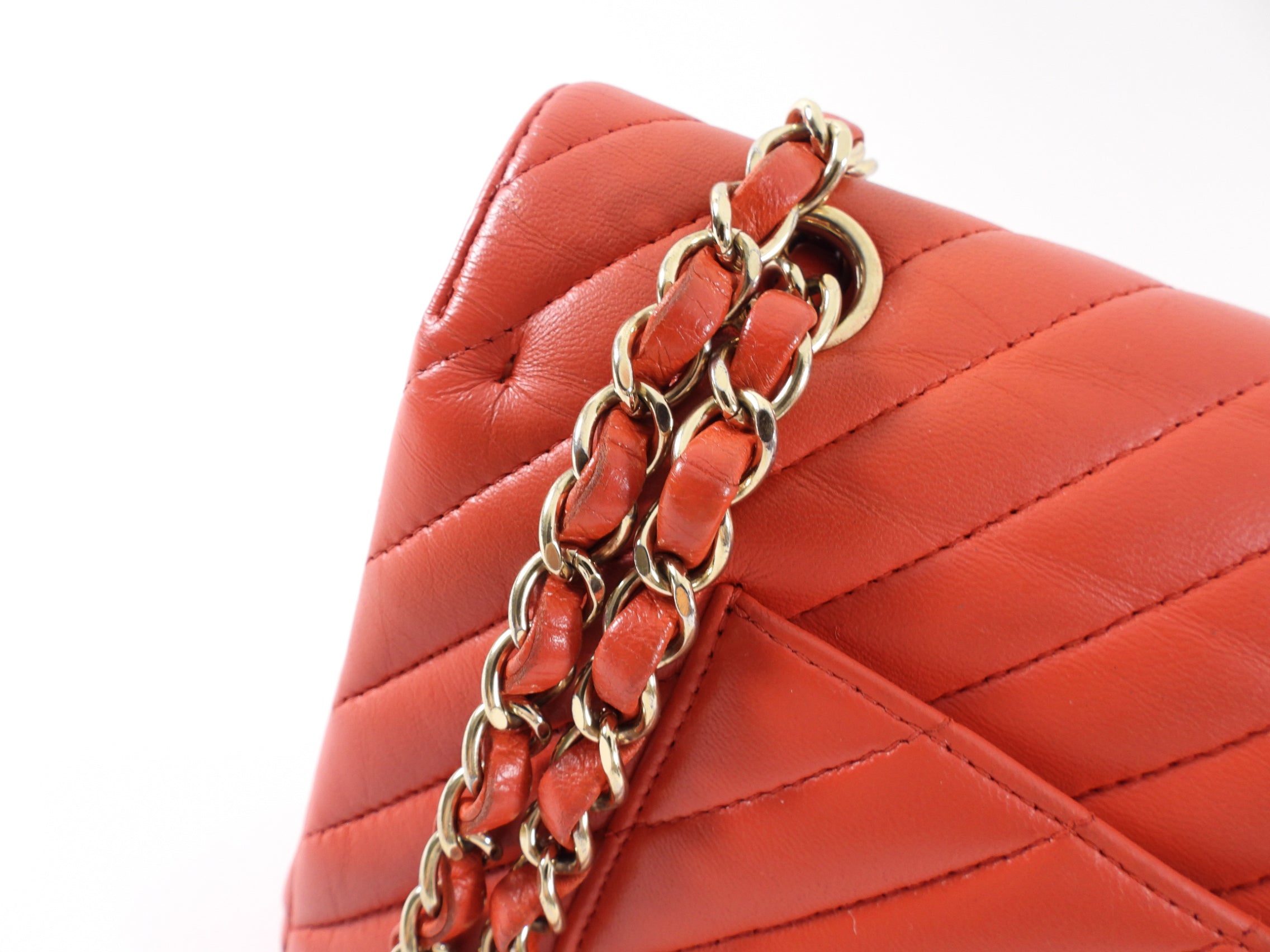 Chanel Red Chevron Quilted Leather Medium Double Classic Flap Bag - Luxury Designer Handbag for Women, Perfect for Parties, Dating & Special Occasions