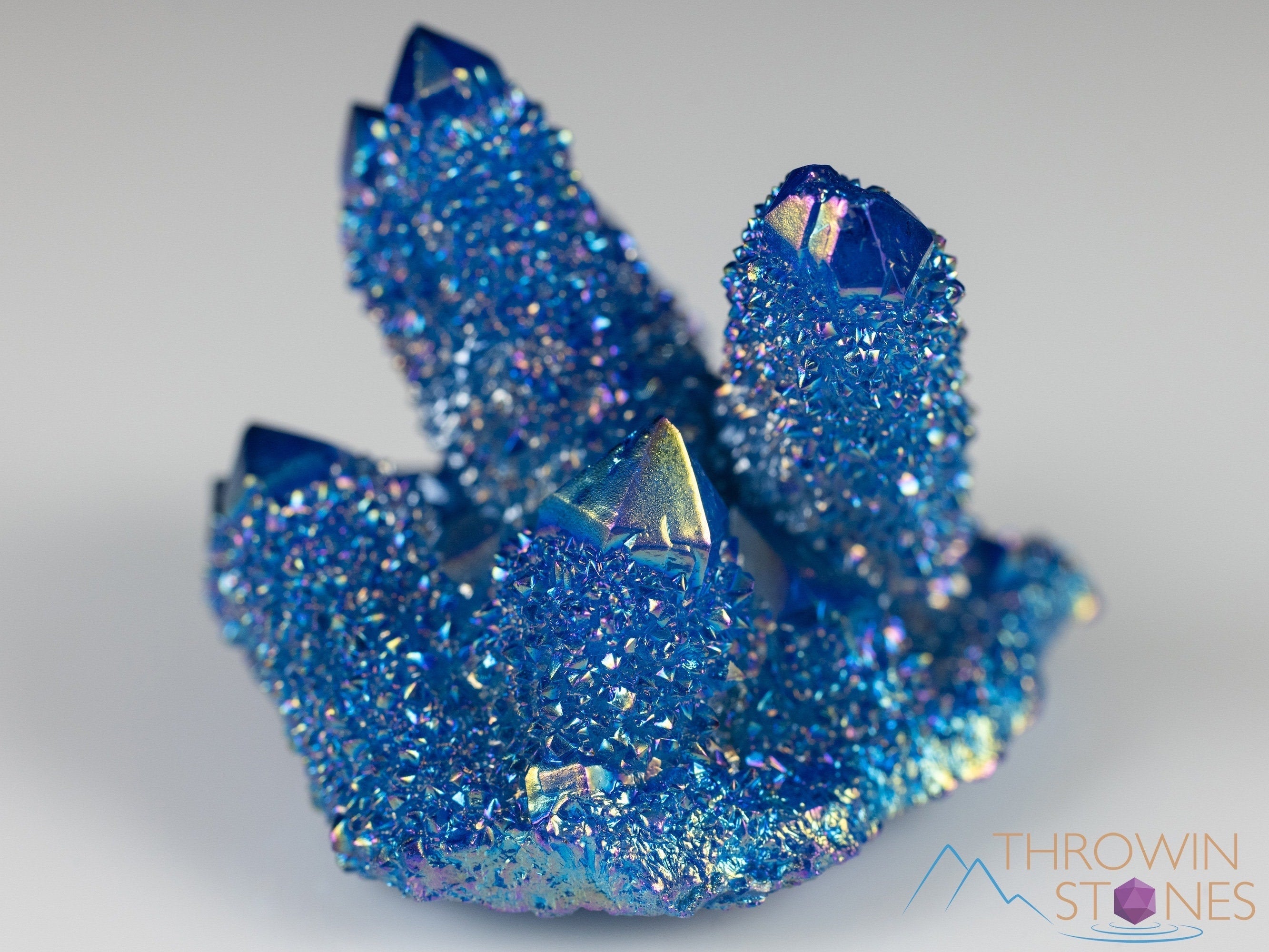 Blue Flame Aura Quartz Crystal Cluster - Rainbow Quartz Crystal for Healing & Meditation, Spirit Quartz Cluster for Home Decor & Energy Work, E2134 | Perfect for Reiki, Feng Shui & Spiritual Gifts