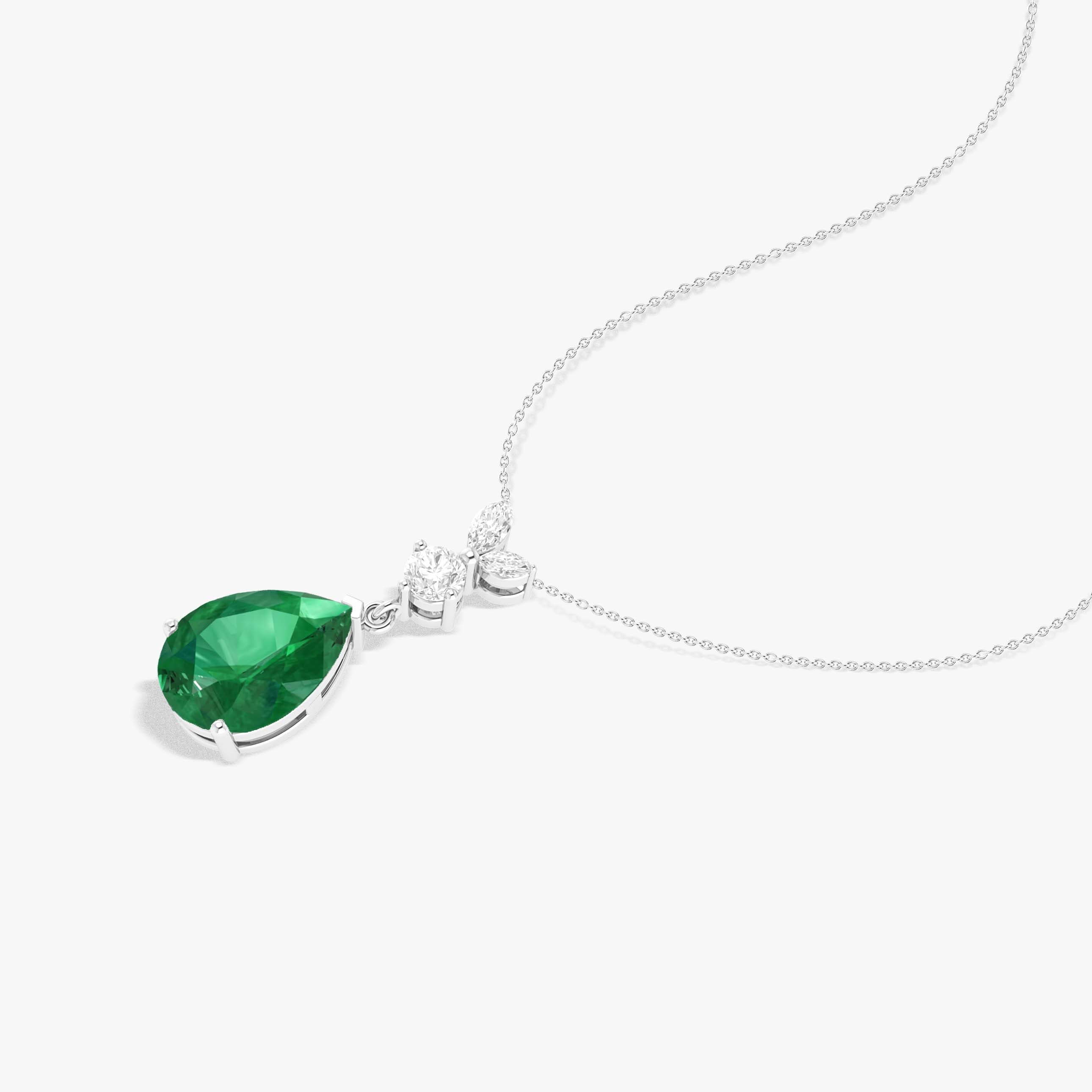 Emerald Pear Green Gemstone Pendant Necklace - Elegant Jewelry for Women | Perfect for Weddings, Parties & Special Occasions