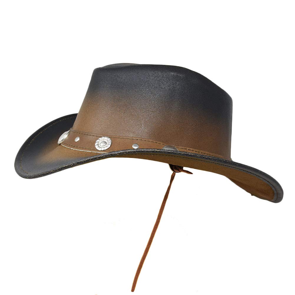 Authentic Bunker Hill Genuine Leather Cowboy Hat - 3 Inch Wide Brim in Tan & Black - Perfect for Western Rides, Country Music Festivals & Outdoor Adventures