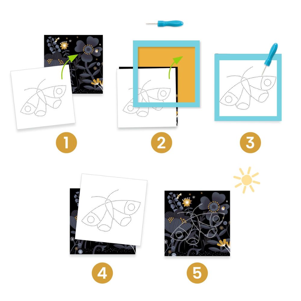 DJECO Paper Piercing Craft Kit - Creative Image Reveal Art Activity for Kids | Perfect for Birthday Gifts & Classroom Arts & Crafts Projects
