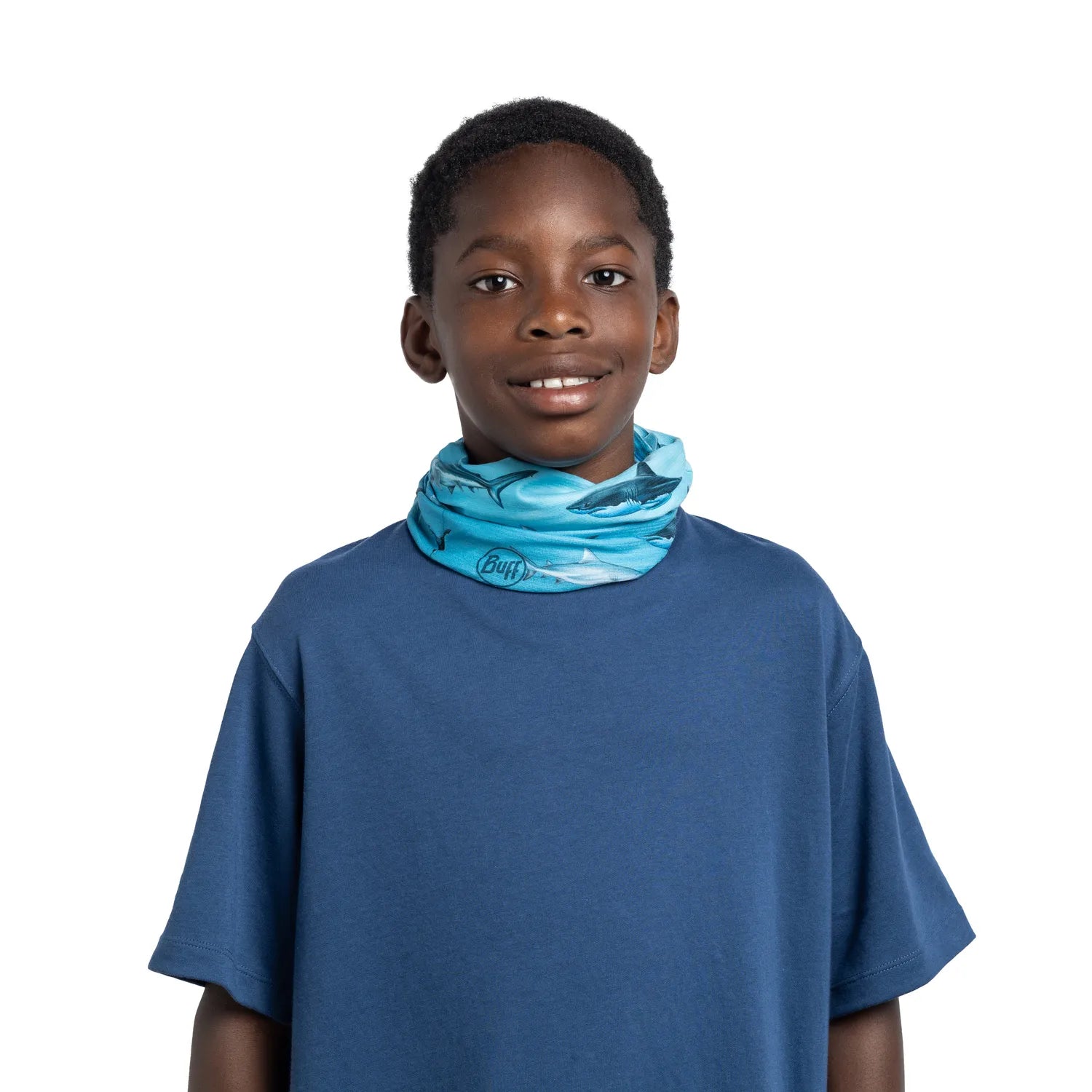 CoolNet UV® Cooling Neck Gaiter for Youth - Shark Diver Design - Sun Protection & Breathable for Outdoor Sports, Swimming, and Beach Activities