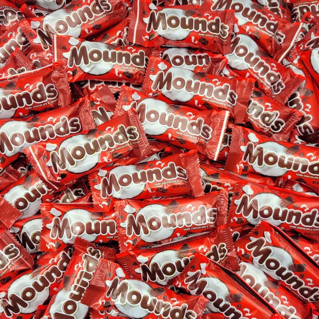 Mounds Dark Chocolate & Coconut Candy Bars - 3lb Bulk Pack (80 Individually Wrapped) - Perfect for Halloween, Parties, Office Snacks & Gift Baskets