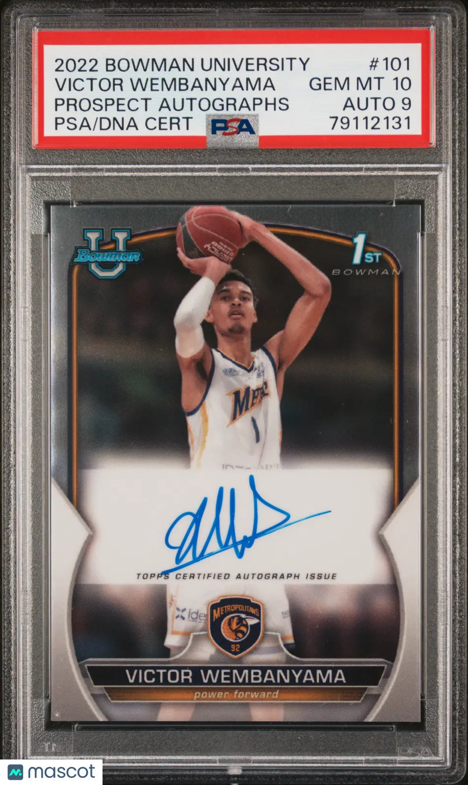 2022 Bowman Chrome Victor Wembanyama Rookie Auto PSA 10 Gem Mint - Basketball Trading Card for Collectors & Investors - Perfect for Display, Grading, and Sports Memorabilia Collections