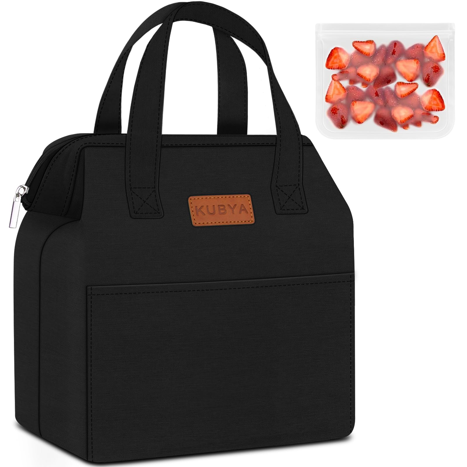 Insulated Reusable Lunch Bag for Women & Men - Eco-Friendly Food Storage Tote for Work, School, Picnic, Beach or Travel - Perfect for Office Meals, Outdoor Adventures & Daily Commute (Black)