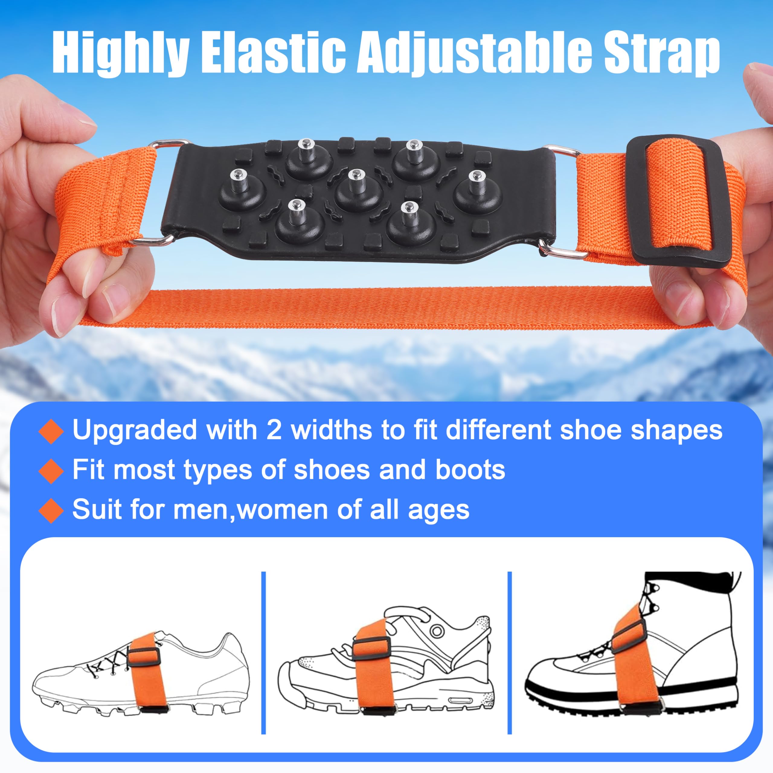 Non-Slip Ice Cleats for Shoes & Boots - Traction Crampons for Hiking, Walking on Snow & Ice - Winter Gear for Men & Women - Perfect for Outdoor Activities, Ice Fishing & Indoor Use on Slippery Surfaces