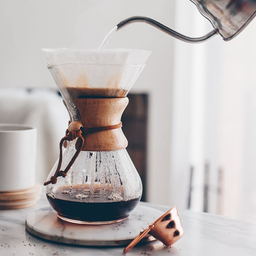 Premium Glass Pour Over Coffee Maker - 4 Cup Capacity - Hand Blown Borosilicate Glass Dripper Set with Heat Resistant Carafe - Perfect for Home Brewing, Office Use & Specialty Coffee Lovers