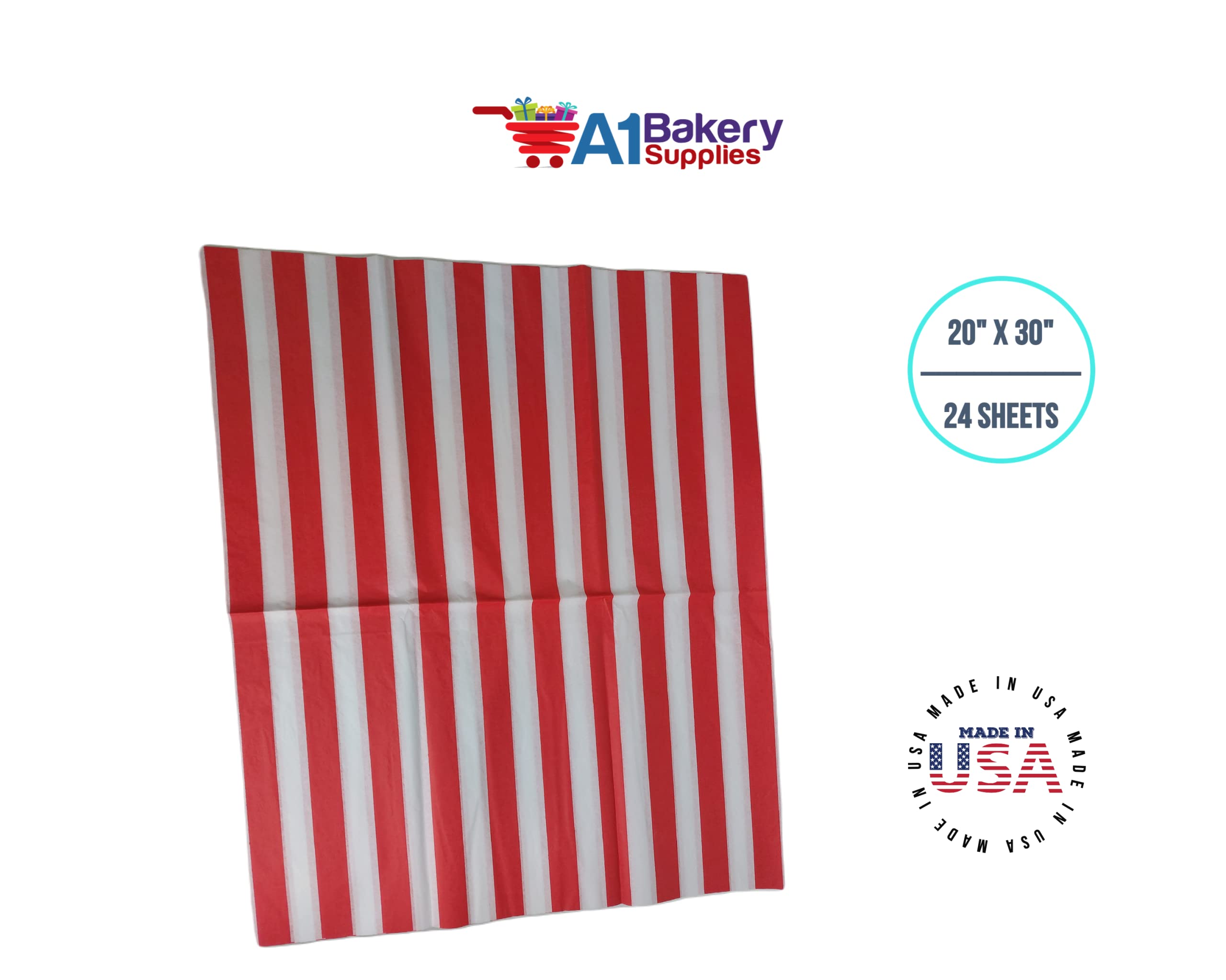 Premium Red & White Stripes Tissue Paper 20