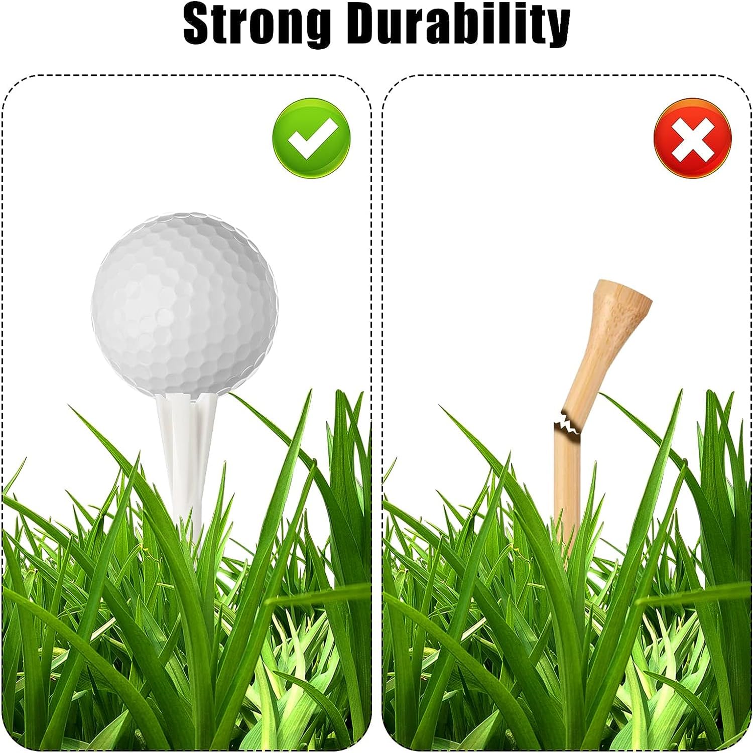 SAHENITEANA 50-Pack 1-1/2 Inch (38mm) Plastic Claw Golf Tees - Bulk Golf Practice Accessories for Iron, Par 3 & Hybrid Clubs | Perfect for Driving Range, Golf Course & Backyard Practice