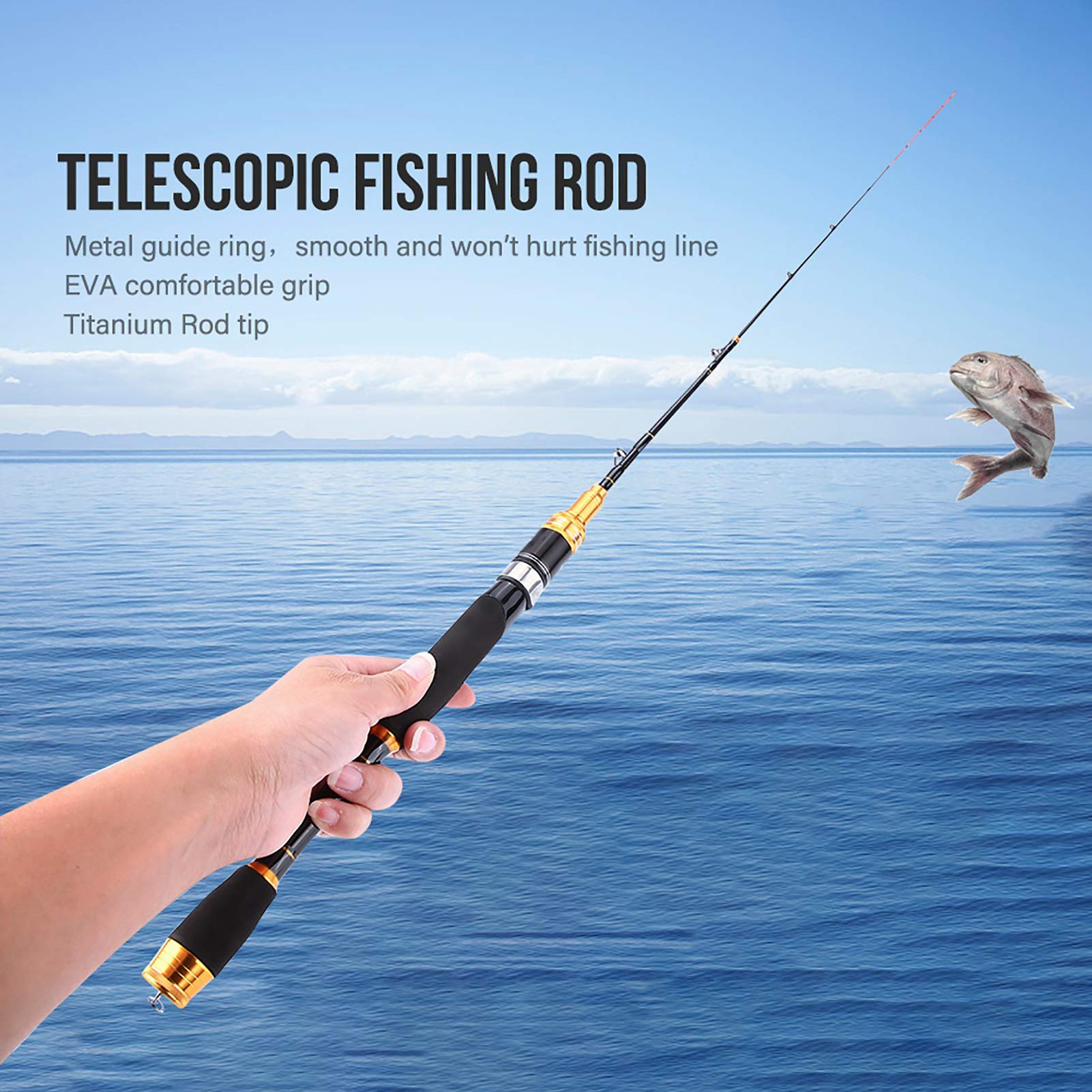 Ubersweet® Collapsible Fishing Rod - Portable Carbon Fiber Travel Fishing Pole for Adults | Durable & Smooth Action | Perfect Gift for Fishing Enthusiasts | Ideal for Camping, Hiking & Beach Fishing Trips
