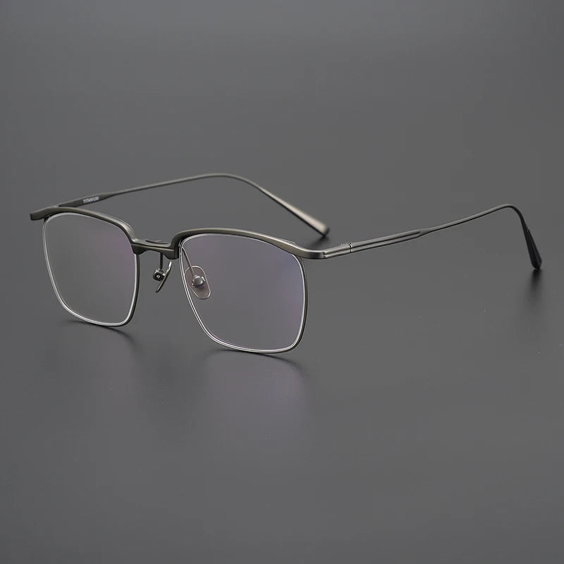 Stylish Black Titanium Square Frame Eyeglasses for Men - Lightweight & Durable Full Rim Glasses (Model 63145) - Perfect for Work, Reading & Everyday Wear
