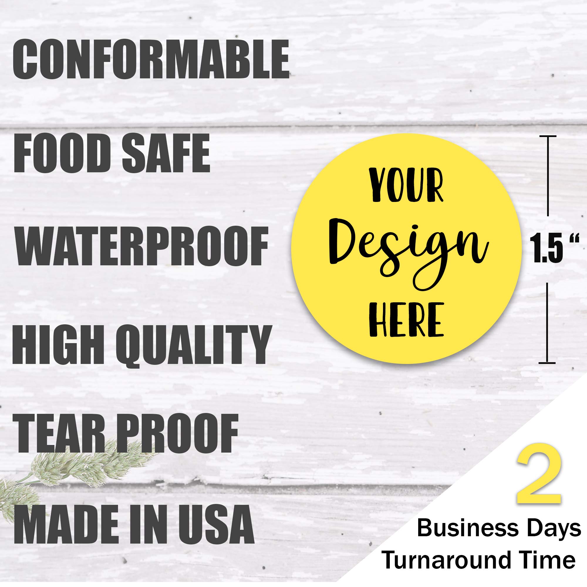 Custom Round Stickers 1.5 Inch - 120 Personalized Glossy Labels for Business Logo, Branding & Packaging | Perfect for Product Labels, Water Bottles, Laptop Decals & Gift Packaging