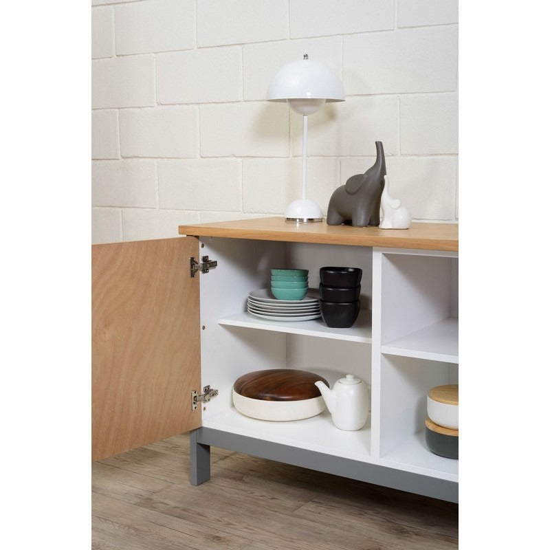 JARVY 186cm Sideboard Buffet Cabinet - Natural & Grey Finish for Dining Room, Living Room, or Entryway Storage