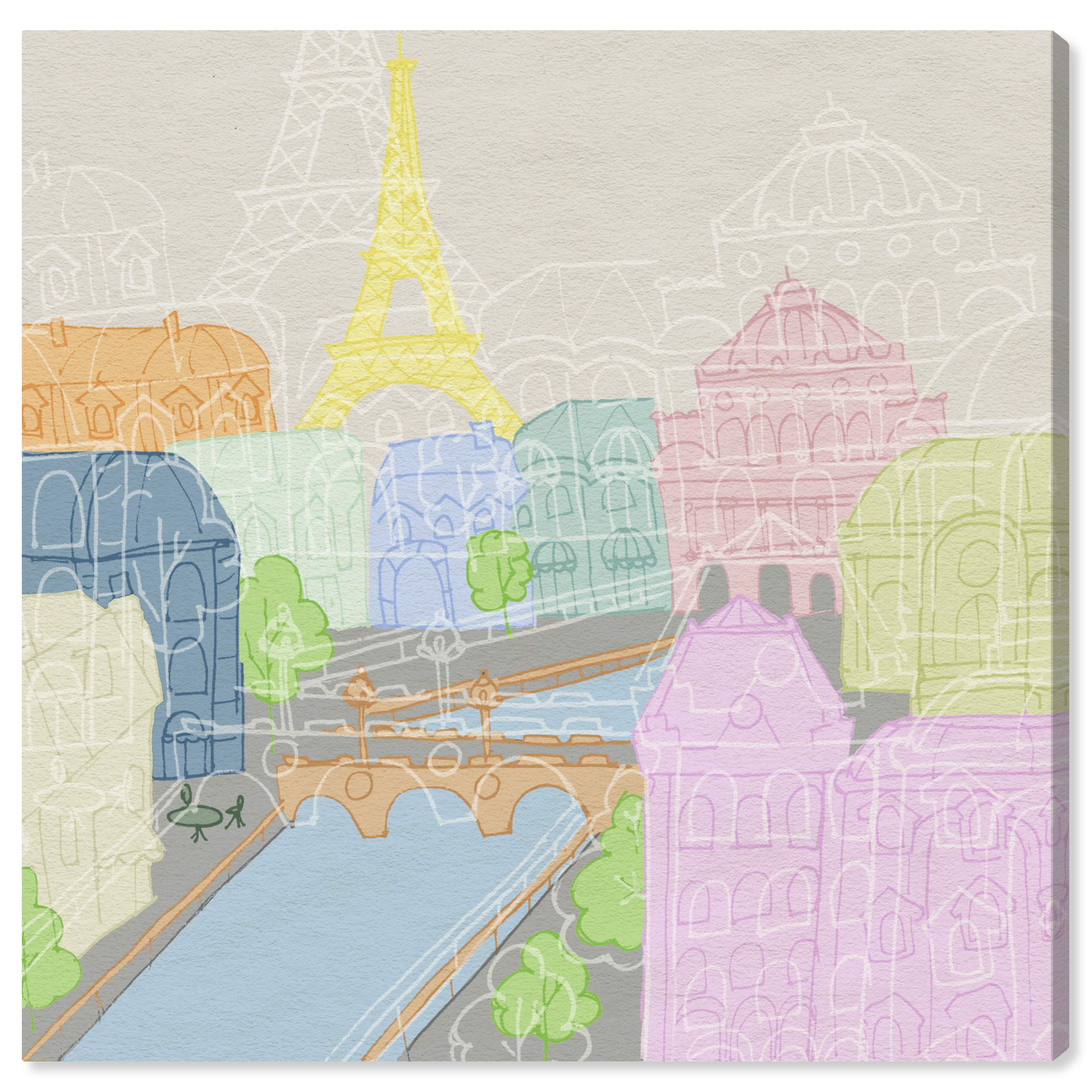 Paris Color City Wall Art Canvas Print - Modern Urban Skyline Painting for Home & Office Decor | Perfect for Living Room, Bedroom, or Office Spaces