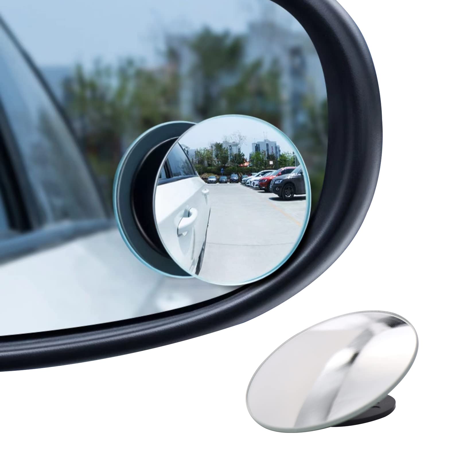 4 Pack Round Wide Angle Adjustable Blind Spot Mirrors - HD Glass Frameless Convex Rear View Mirrors for Cars, SUVs & Trucks | Eliminate Blind Spots for Safer Driving & Parking