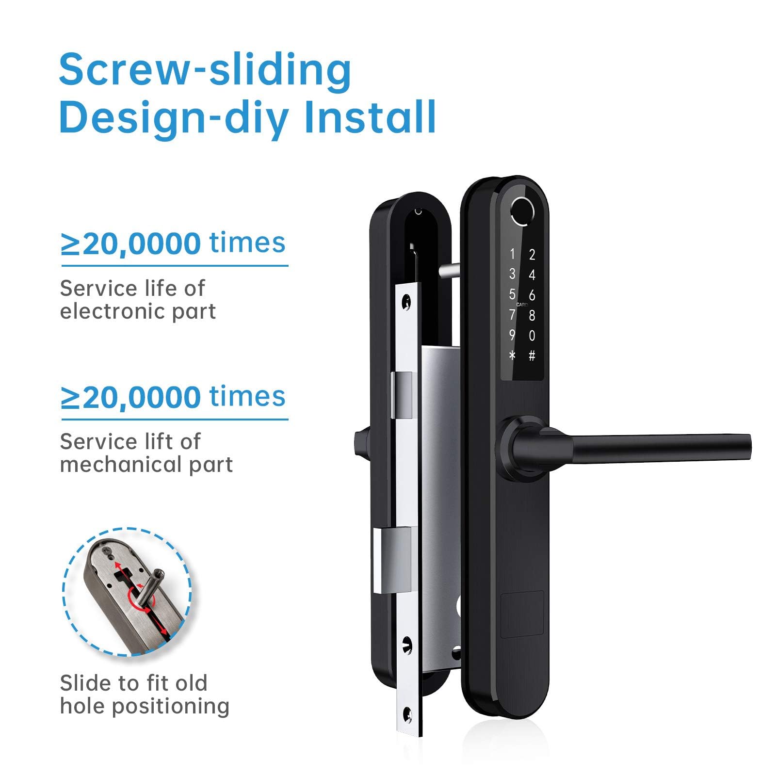 Smart Lock for Front Door - Keyless Entry WiFi Bluetooth Fingerprint Digital Keypad - Stainless Steel Waterproof Mortise Lock with Handle (Black) - Perfect for Home Security & Smart Access Control