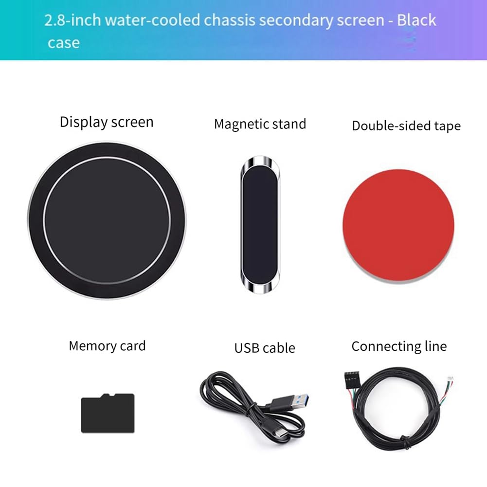 Round Screen USB Drive-Free Water-Cooled PC Case Secondary Display with CPU Temperature Monitor - Perfect for Gaming Rigs, Streaming Setups & Custom PC Builds