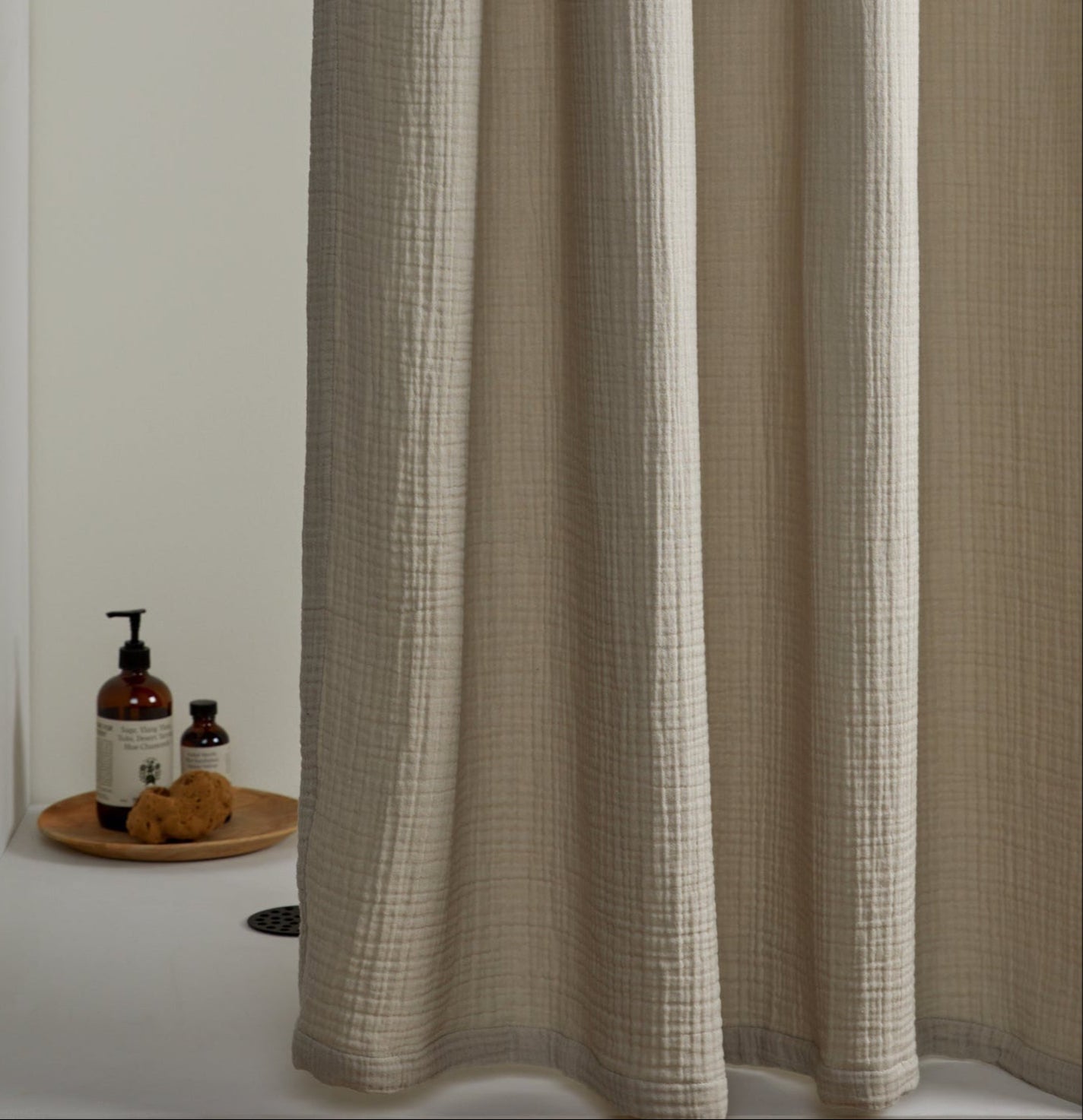 Organic Cloud Cotton Shower Curtain - Soft & Breathable Bathroom Decor (Bone White) | Eco-Friendly & Water-Resistant for Spa-Like Shower Experience