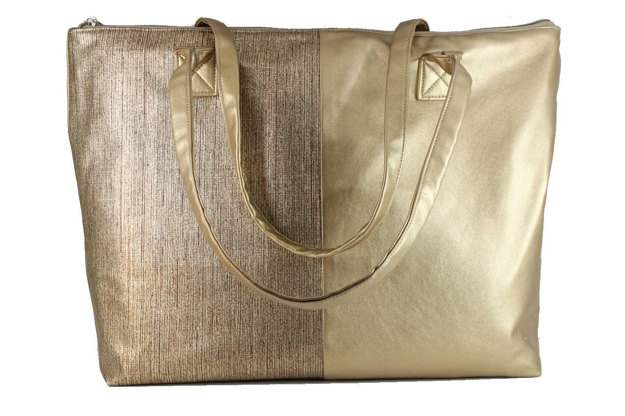 LONI Women's Metallic Faux Leather Tote Bag - Stylish Shoulder Purse for Beach, Travel, Work & Holiday | Fashionable Handbag for Everyday Use & Special Occasions
