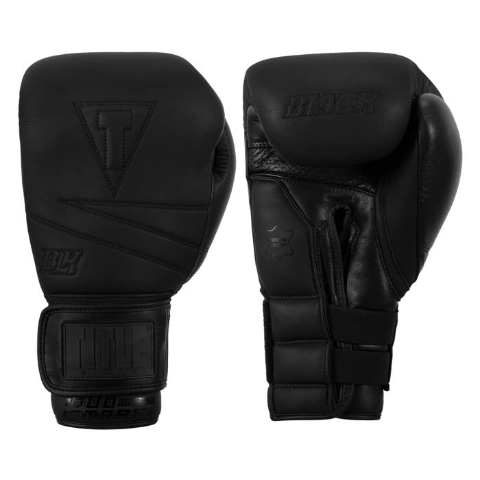 Premium Black Bolstered Leather Boxing Gloves - Heavy Bag Training, Kickboxing, MMA & Punching Bag Workouts - Durable Leather for Gym, Home & Professional Use