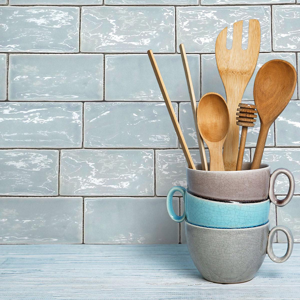 Evolution Aqua 75x150 Gloss Subway Tile - Premium Ceramic Wall Tiles for Kitchen Backsplash, Bathroom & Shower Renovation - Waterproof & Easy to Clean