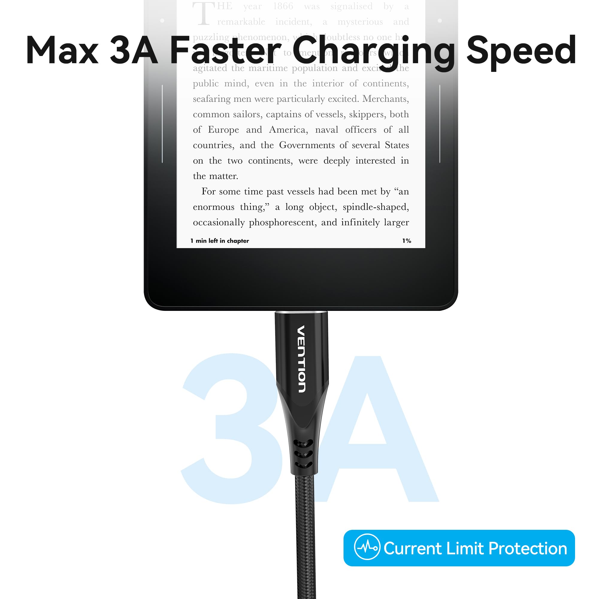 6.6FT Nylon Braided Micro USB Charger Cable for PS4/Xbox Controller, Kindle Fire Tablet & Android Devices - Durable Fast Charging Cord for Gaming, Reading & Mobile Use