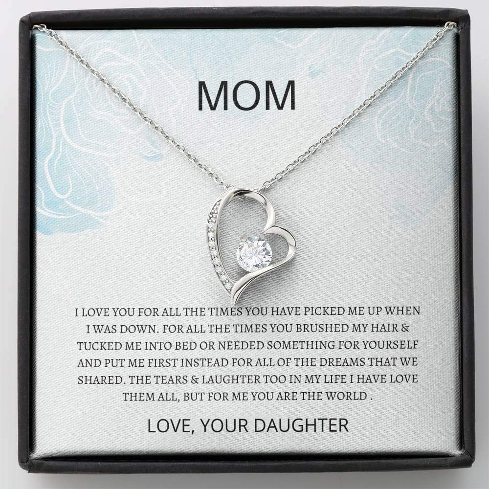 Forever Love Necklace for Mom - Heartfelt Mother's Day Gift from Daughter, Sterling Silver Mom Jewelry with Gift Card | Perfect for Birthday, Anniversary & Special Occasions