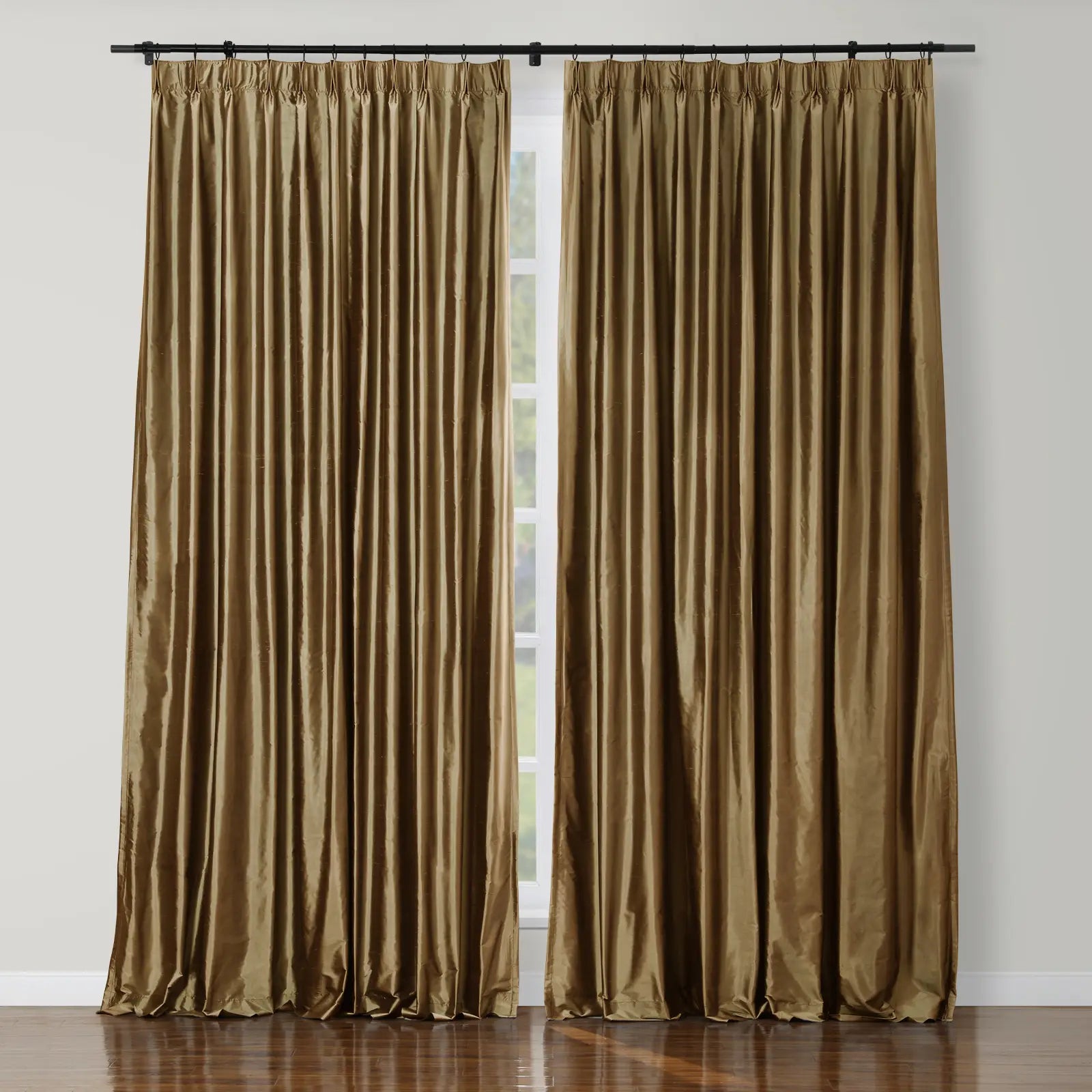 Selman Dupioni Silk Drapery Pleated Curtains - Elegant Window Treatments for Living Room & Bedroom