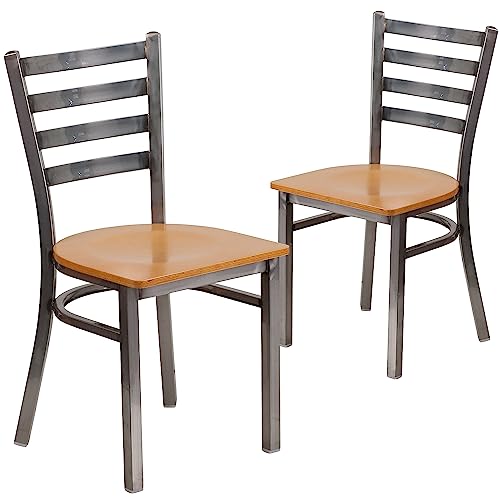 Natural Wood Seat/Clear Coated Metal Frame