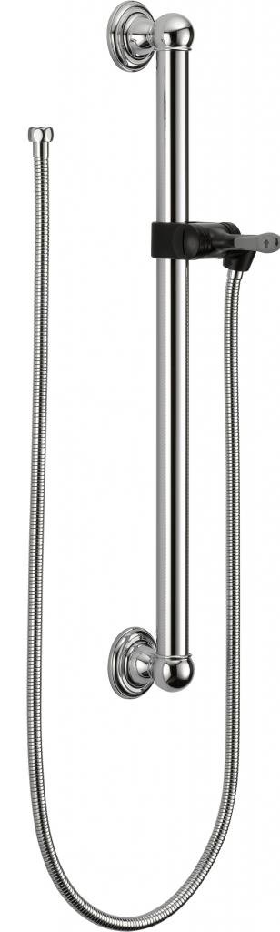 Delta Faucet Adjustable Shower Slide Bar with Hose - Chrome Shower Head Mounting System with Grab Bar (Model 56302) - Perfect for Bathroom Safety & Accessibility, Hand Shower Sold Separately