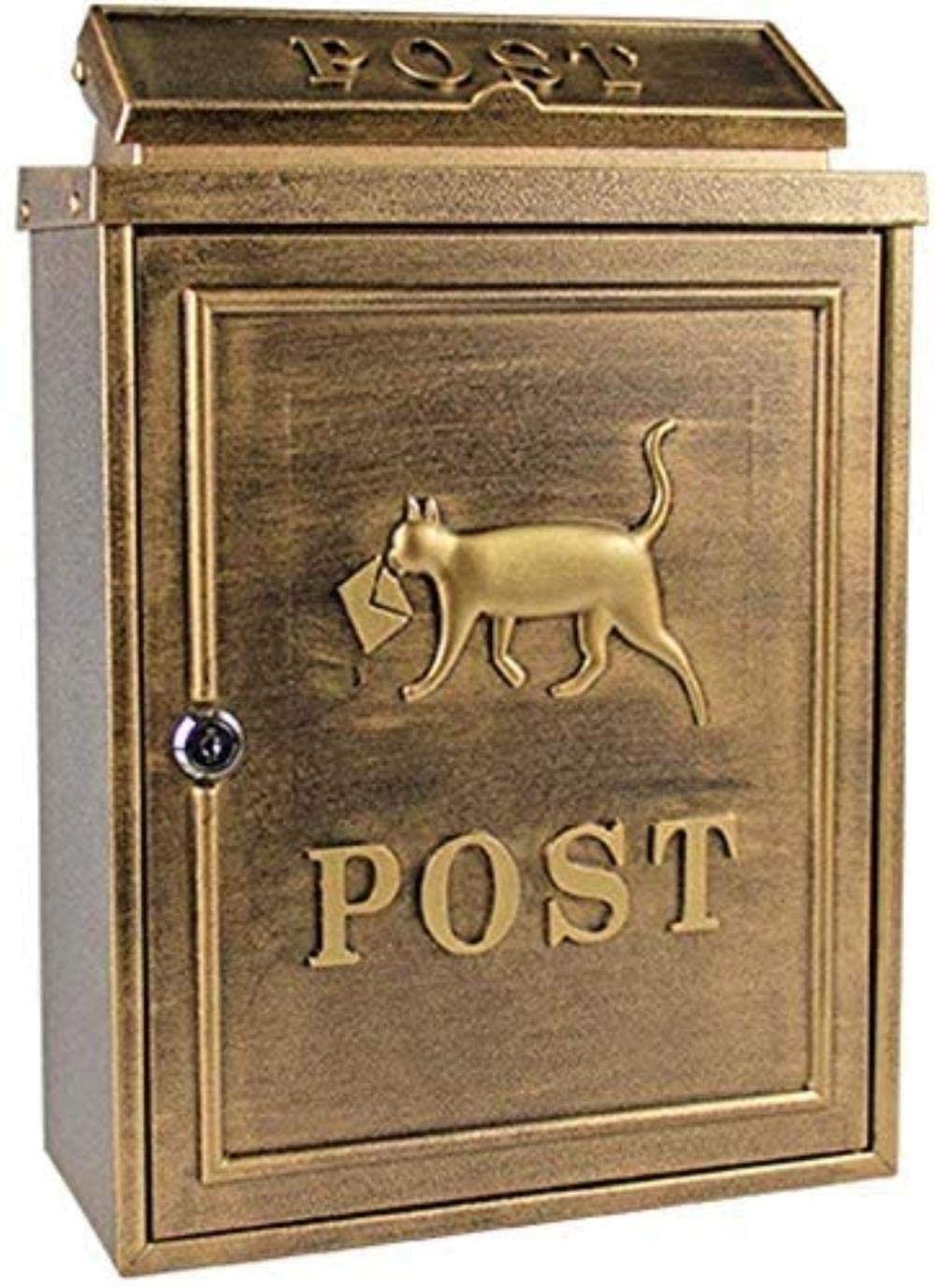 Vintage Outdoor Mailbox Villa - Waterproof & Rainproof Postbox with Secure Lock - Rustic Letter Box for Home, Garden, or Farmhouse (Black/Brown) - Perfect for Countryside, Suburban, or Rural House Exteriors