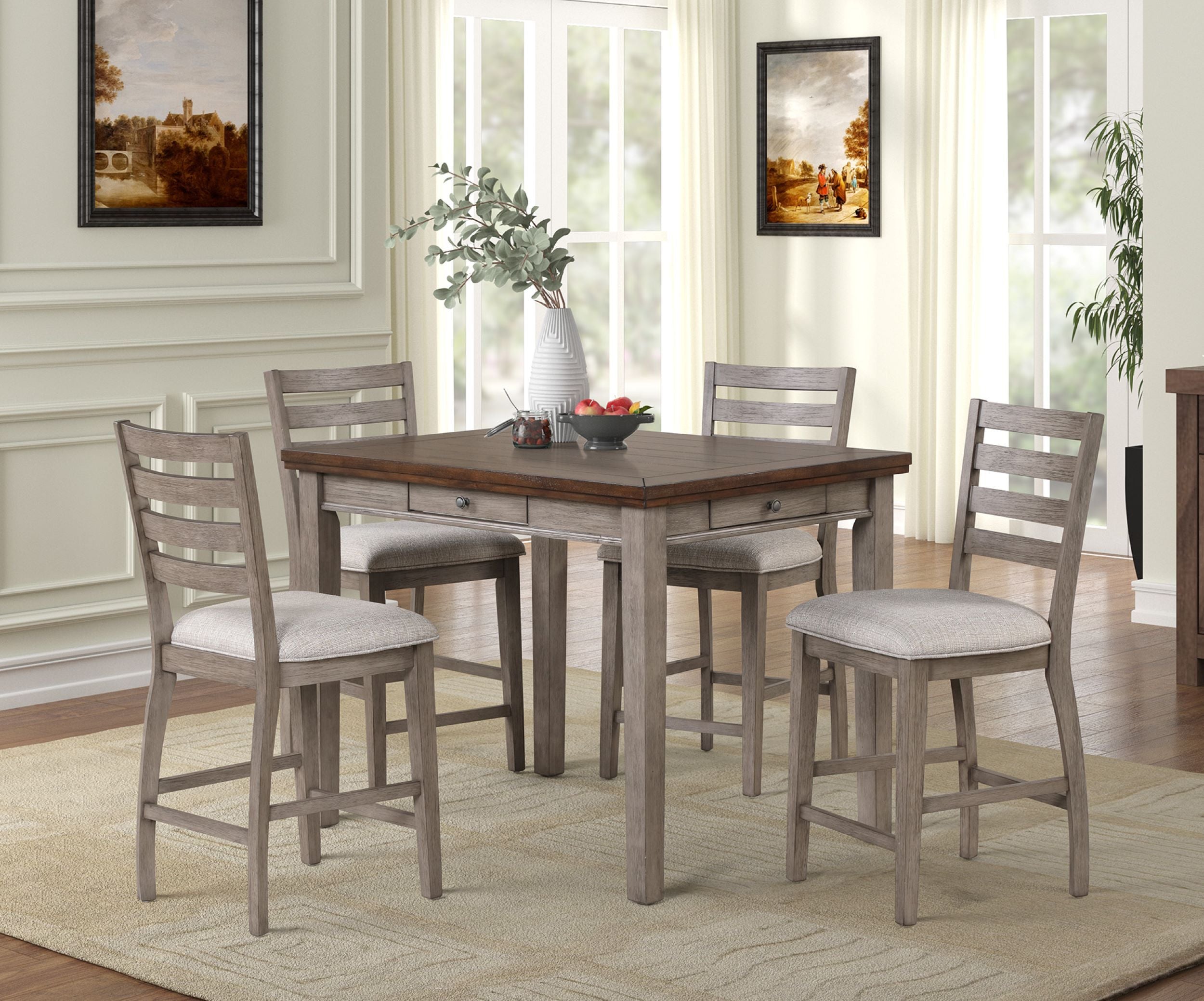 Modern Counter Height Dining Stools with Ladder Back - Set of 2 Bar Stools for Kitchen Island, Breakfast Nook & Home Decor | Comfortable & Stylish Seating Solution