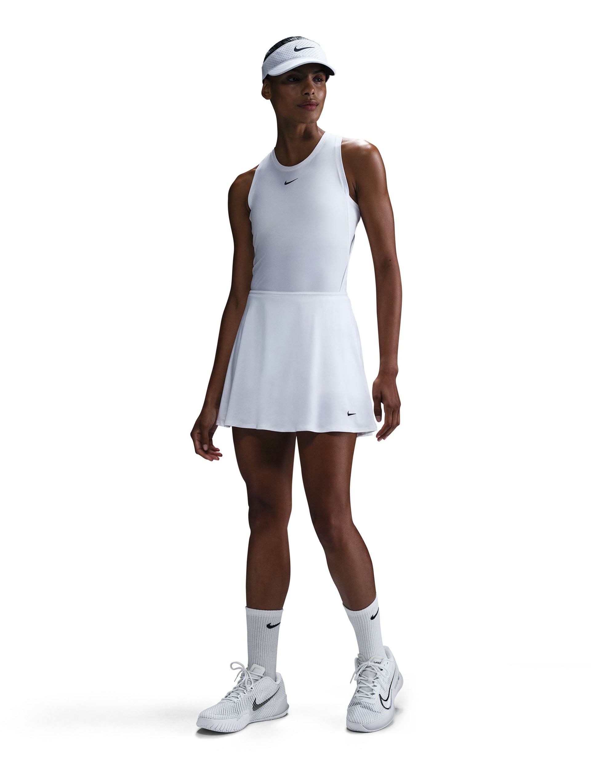 Victory Dri-FIT Flouncy Tennis Skirt for Women - Breathable Moisture-Wicking Athletic Skirt in White/Black - Perfect for Tennis, Pickleball & Gym Workouts