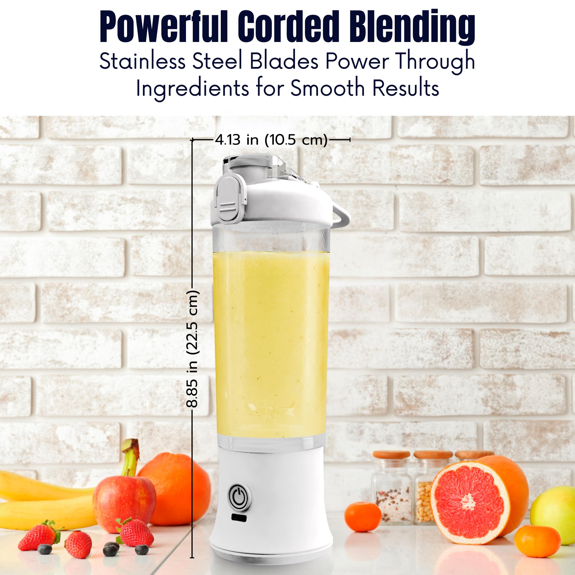 SSKAWorldwide 21oz Portable Blender - Rechargeable Personal Smoothie Maker with 6 Stainless Steel Blades, USB Charging, Perfect for Shakes, Juices & Protein Drinks at Home, Office, Gym, Travel & Outdoor Activities (White)