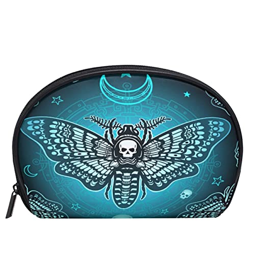 Women's Small Butterfly Skull Cosmetic Bag - Blue Makeup Organizer Pouch with Compartments for Purse, Travel & Daily Essentials | Perfect for Travel, Gym & On-the-Go Beauty Storage