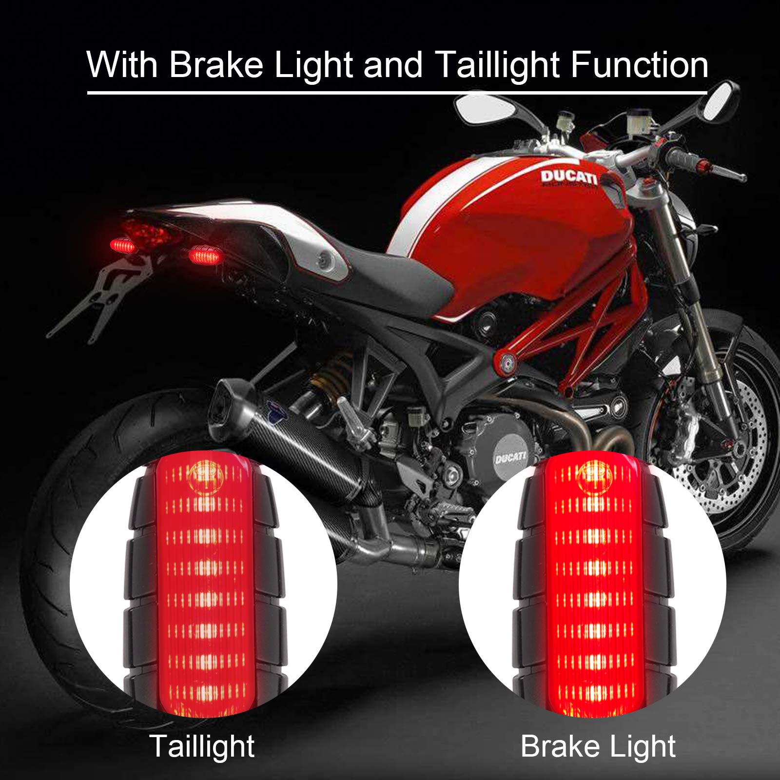 Kinstecks 4PCS Motorcycle LED Turn Signal Lights - Amber White Red Flowing Indicators, 12V Daytime Running Lights & Brake Taillights for Motorbikes | Perfect for Night Riding and Enhanced Safety