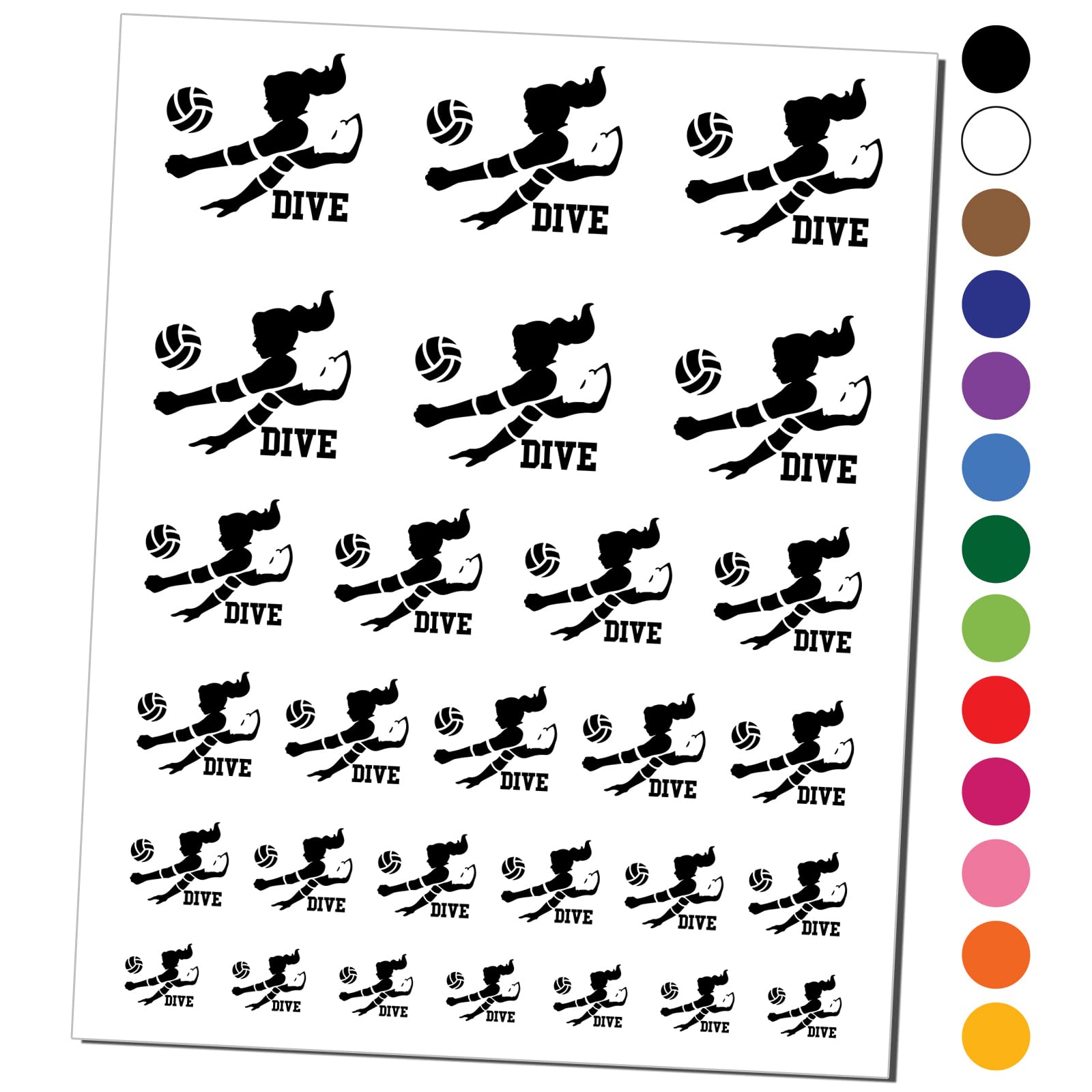 Waterproof Temporary Tattoos for Women - Volleyball Player Sports Design Fake Body Art Stickers (Black, 1 Sheet) - Perfect for Volleyball Games, Beach Sports & Athletic Events