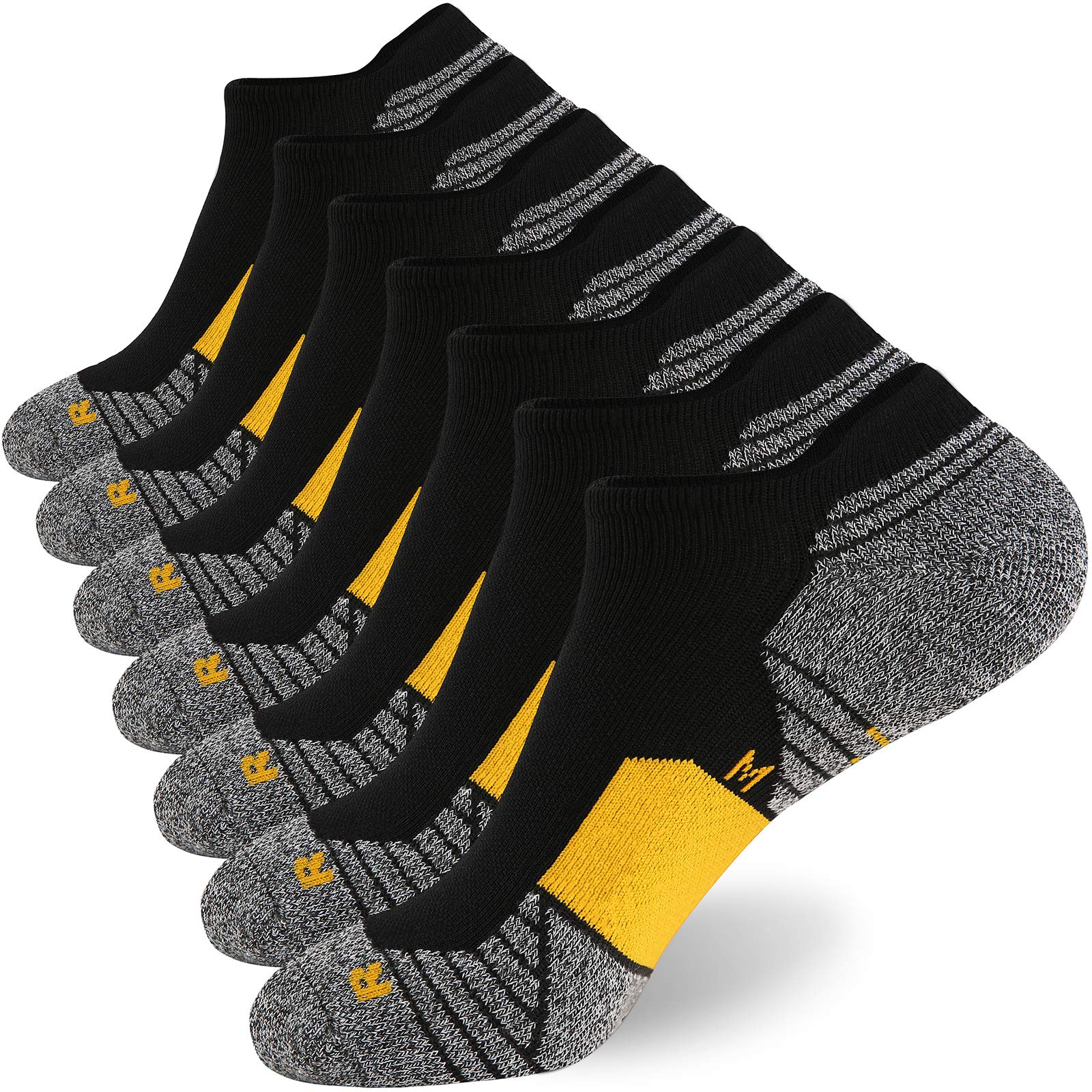WANDER Men's Athletic Running Socks 7 Pairs - Thick Cushion Ankle Socks for Sports & Workouts - Breathable Low Cut Socks (Sizes 6-9/10-12/12-14) - Perfect for Jogging, Gym & Daily Activities