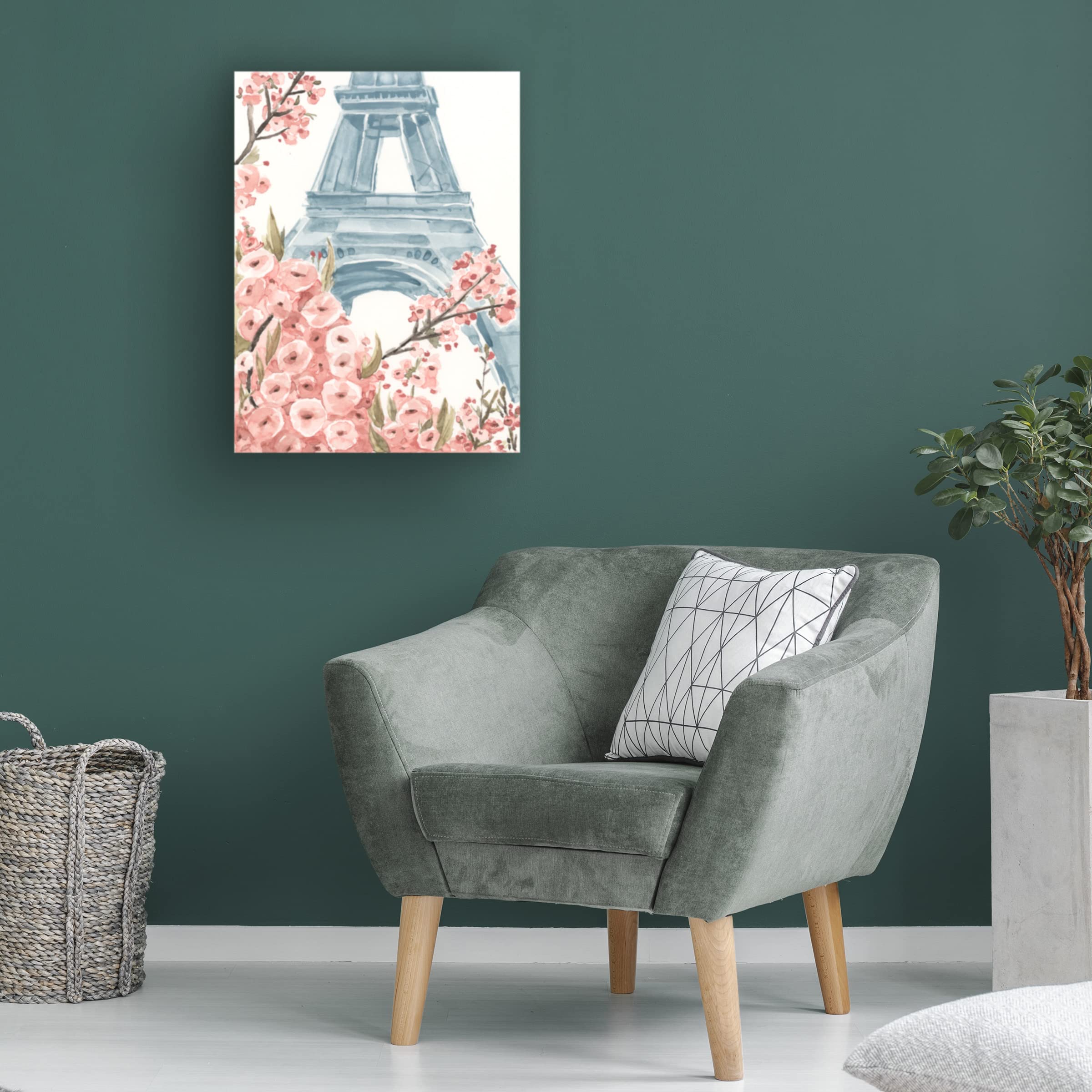 Annie Warren 'Paris Cherry Blossoms I' Canvas Wall Art Print - Floral Home Decor for Living Room, Bedroom & Office