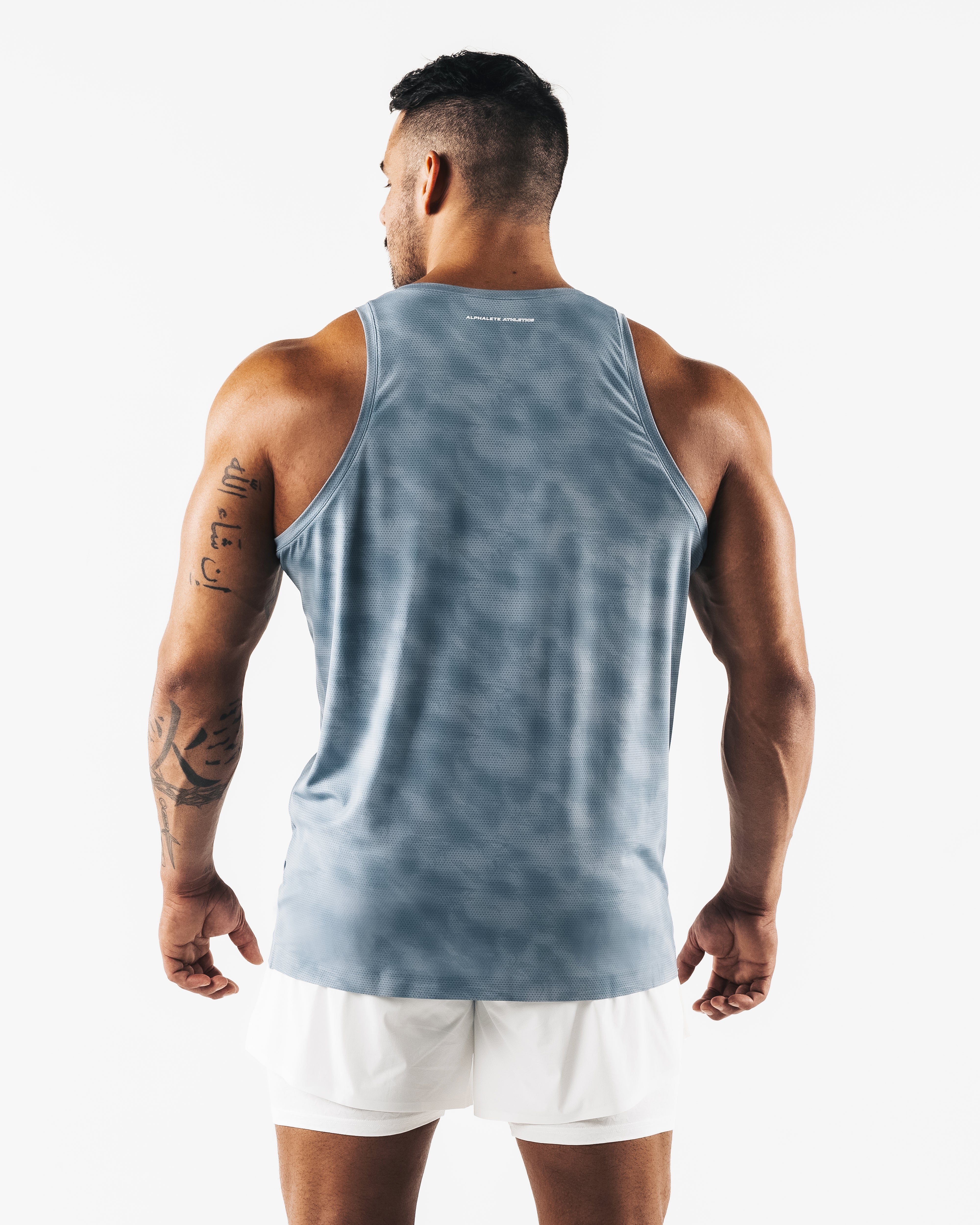 Racer Tank Top with Slate Print - Stylish & Comfortable Workout & Casual Wear for Women