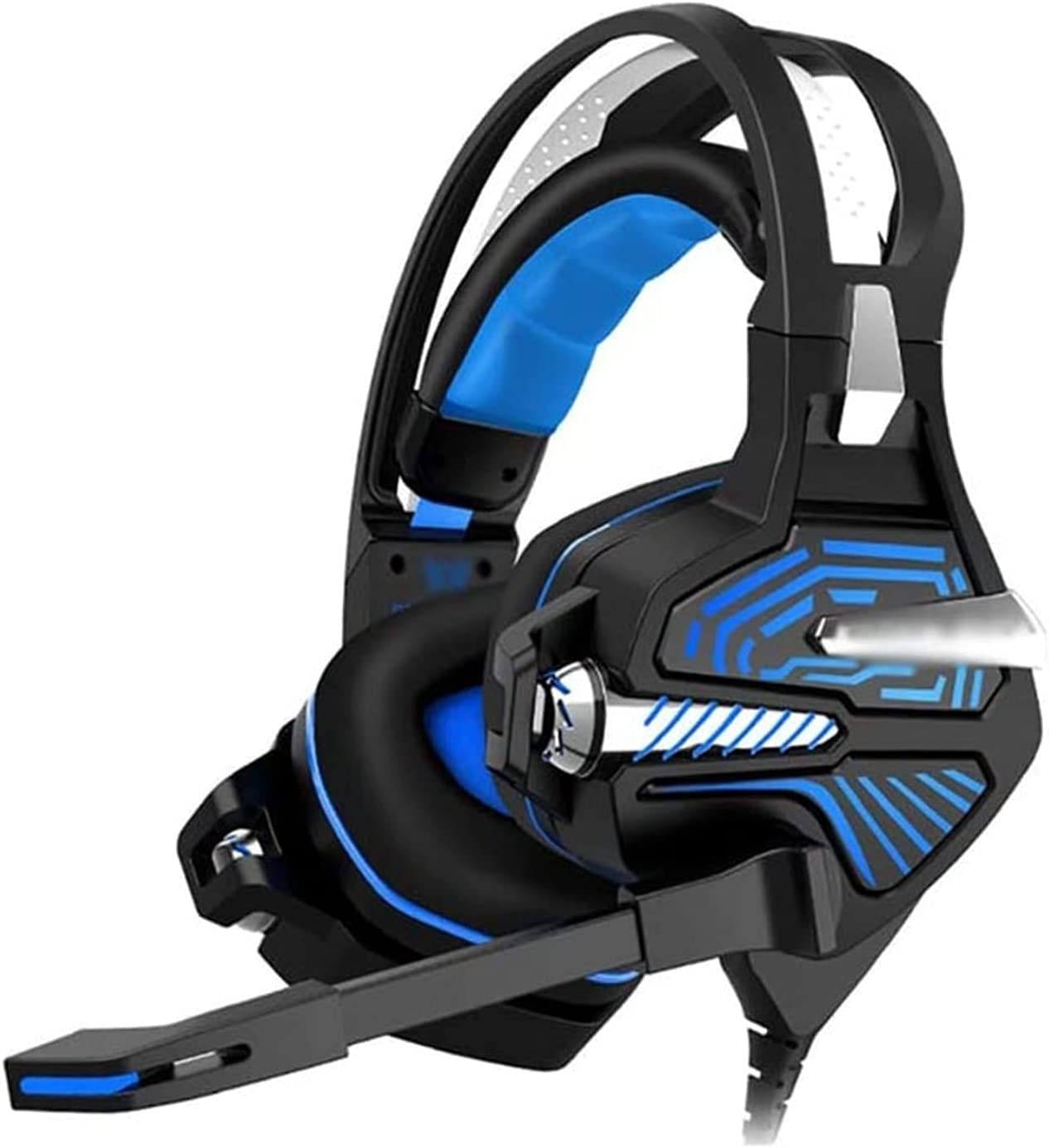 Corsehild Gaming Headset for Xbox One, PS4, PC - Over Ear Headphones with Noise Cancelling Mic, LED Lights & Stereo Bass Surround - Soft Memory Earmuffs for Smartphones, Laptops & Tablets - Perfect for Online Gaming, Streaming & Virtual Meetings