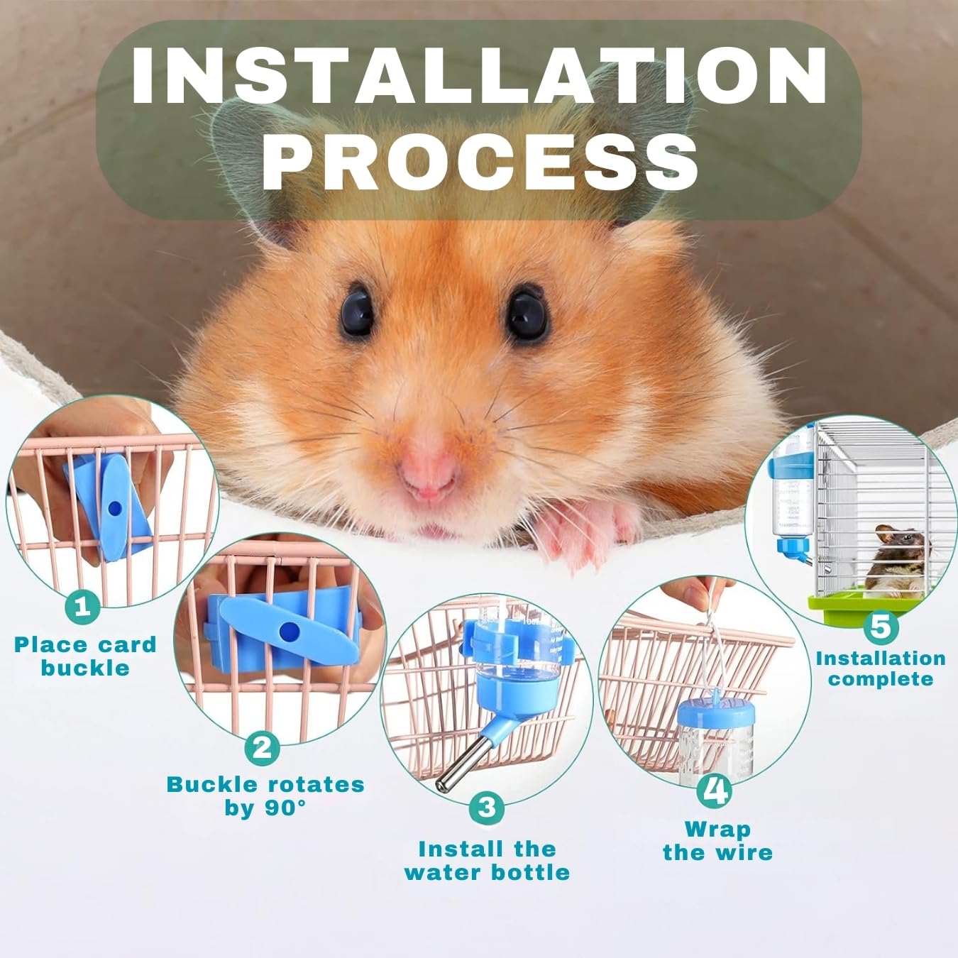 Western Era 80ml Hamster Water Bottle - Leak-Proof Small Pet Water Dispenser with BPA-Free Materials for Hamsters, Gerbils & Mice - Perfect for Cages, Habitats & Travel Use